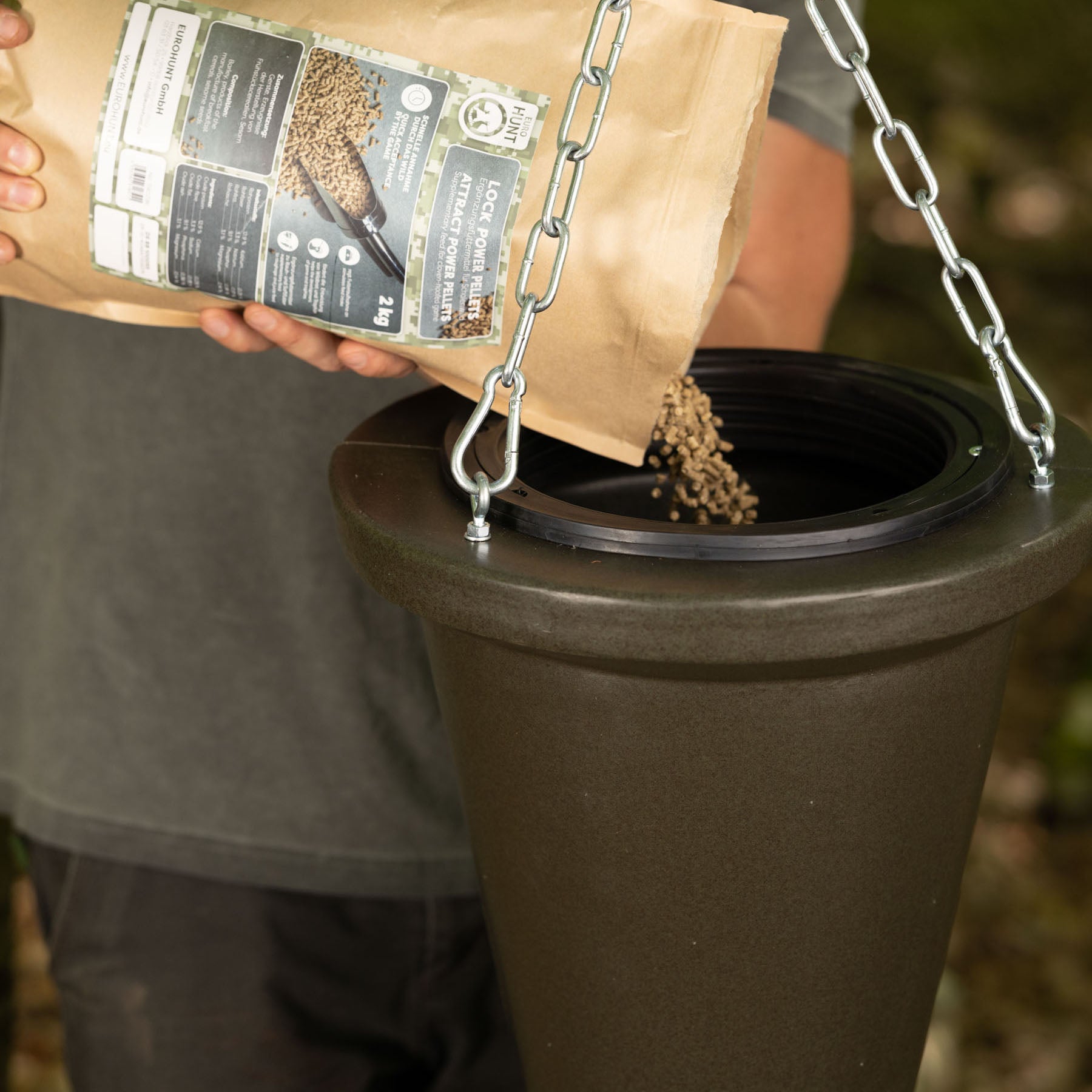 Eurohunt Vorratsbehälter für Futterautomaten 18kg Grün Frostbeständig Schlagzäh