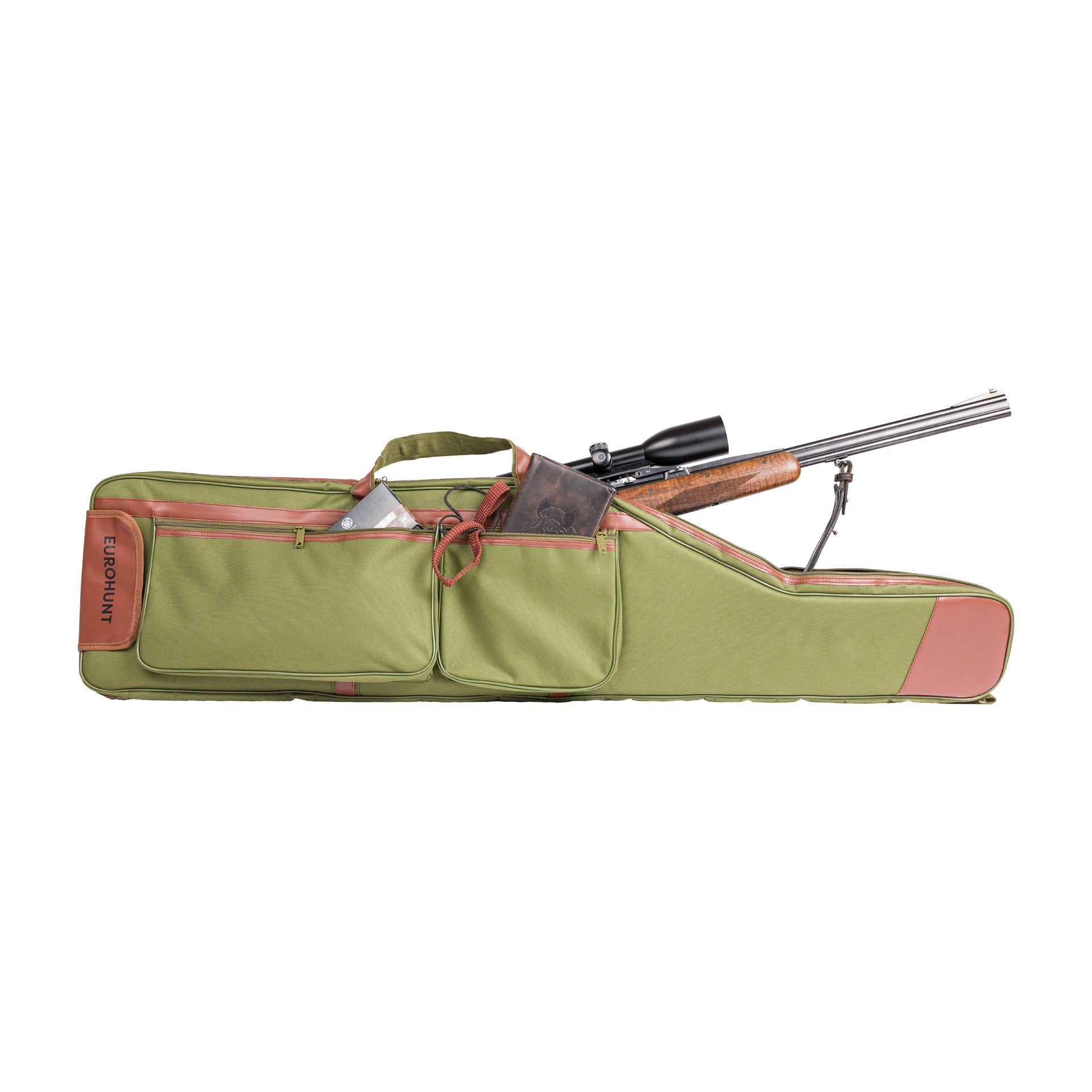Extra geräumiges EUROHUNT Waffenfutteral 125cm Oliv mit praktischen Rückentragegurten