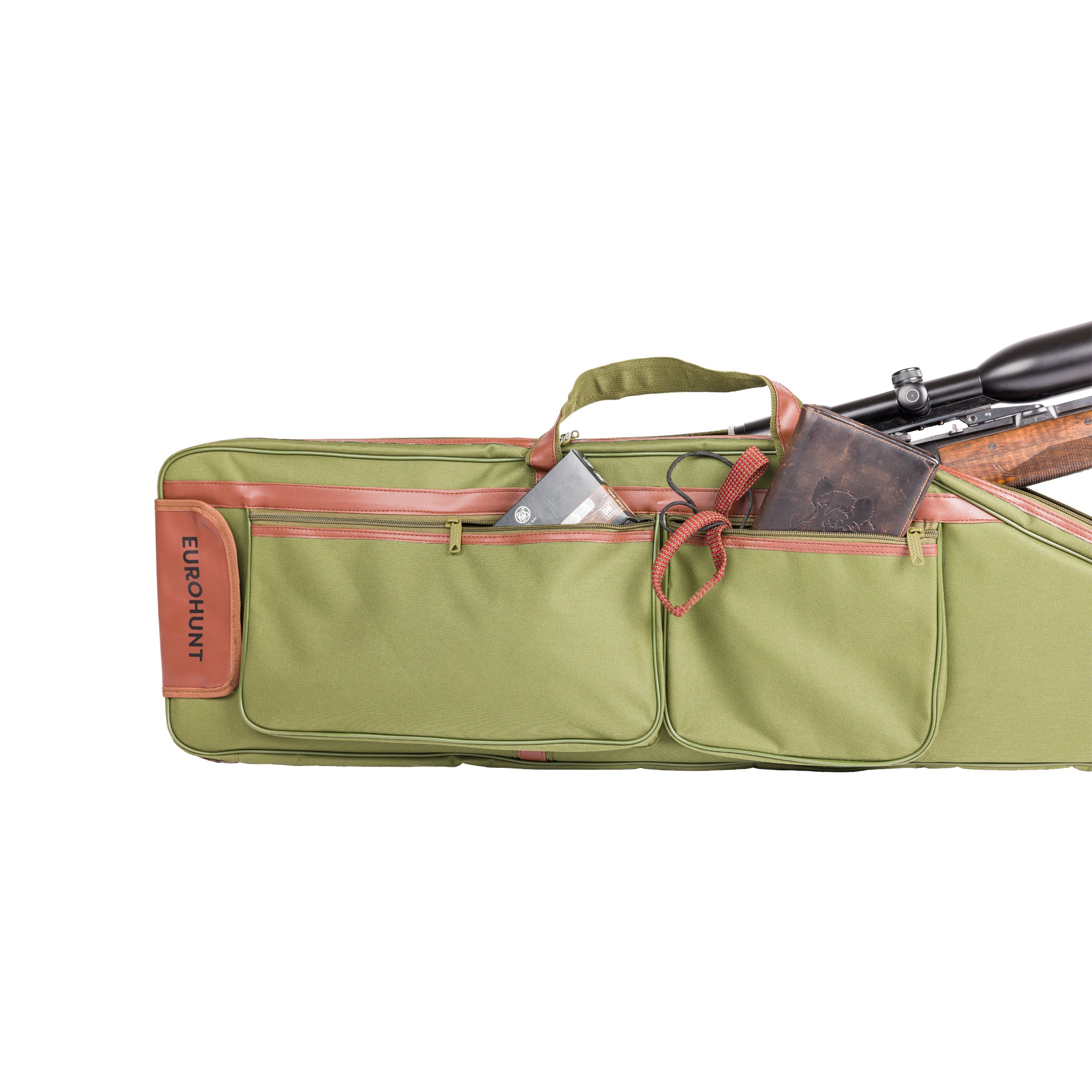 Extra geräumiges EUROHUNT Waffenfutteral 125cm Oliv mit praktischen Rückentragegurten