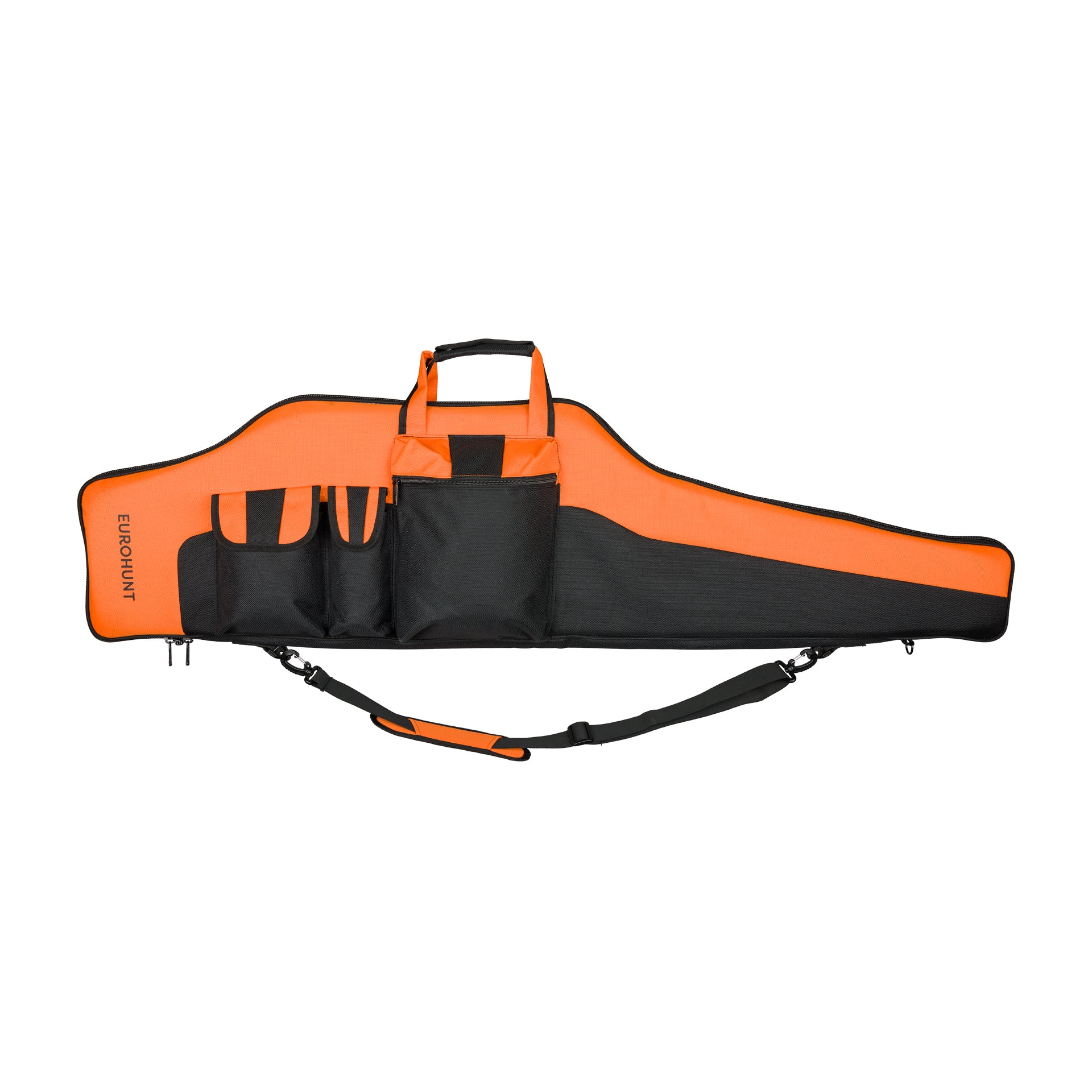EUROHUNT Gewehrfutteral Schwarz Orange 135x35cm für Langwaffen mit Außentaschen