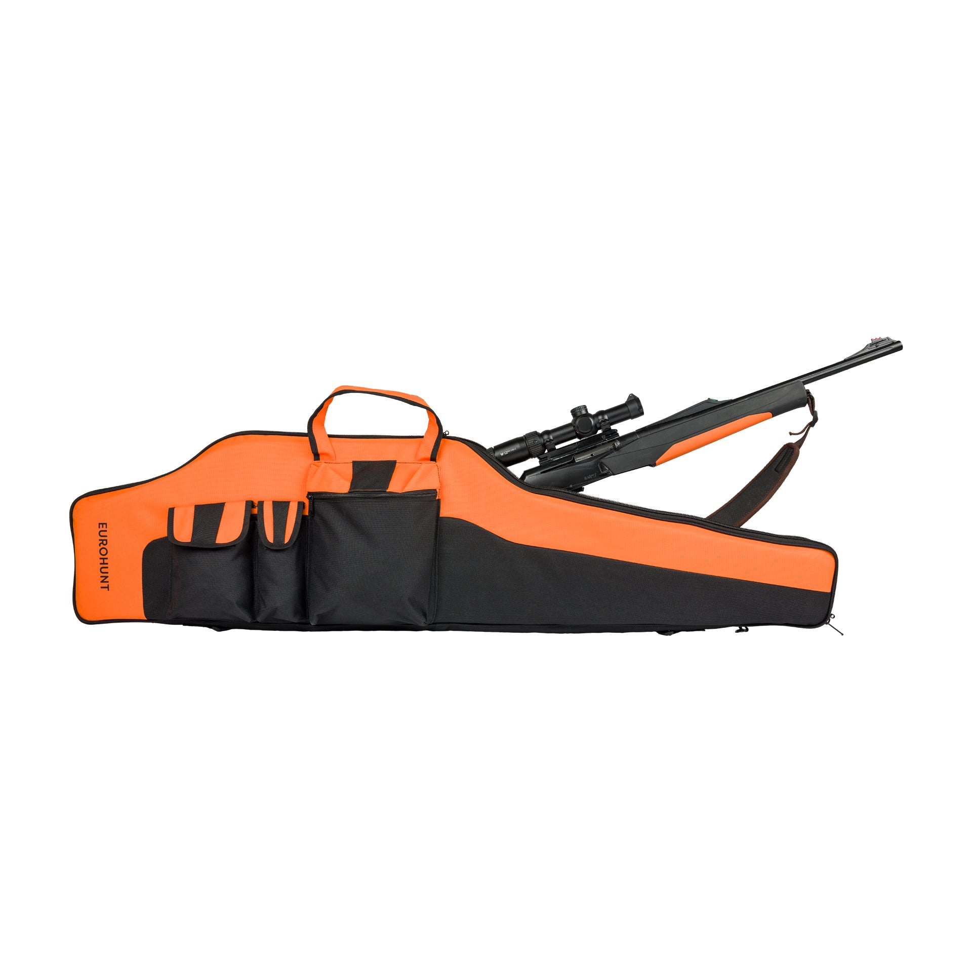 EUROHUNT Gewehrfutteral Schwarz Orange 135x35cm für Langwaffen mit Außentaschen