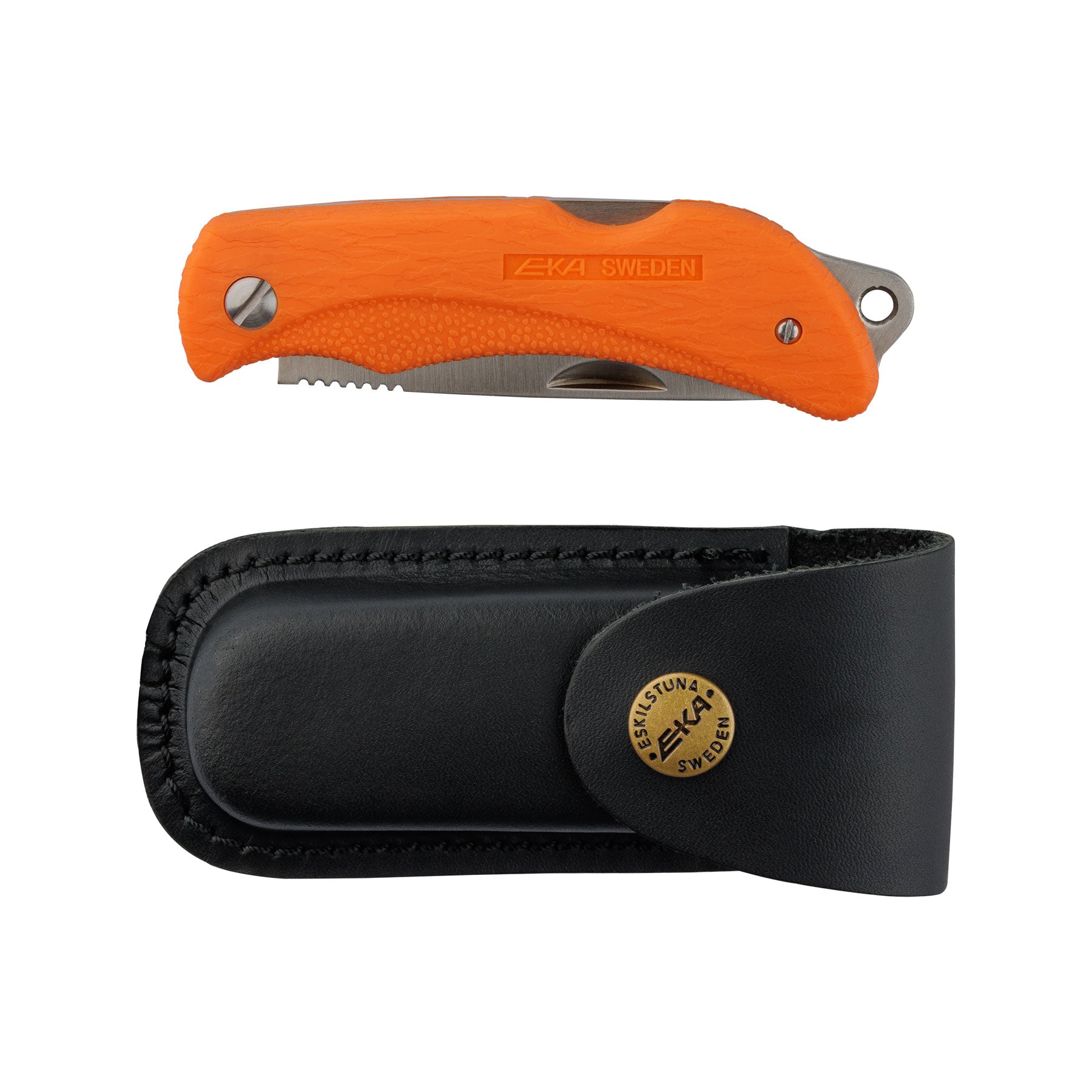 EKA Swede 8 Orange Outdoor Klappmesser mit robustem Proflex-Grip Griff