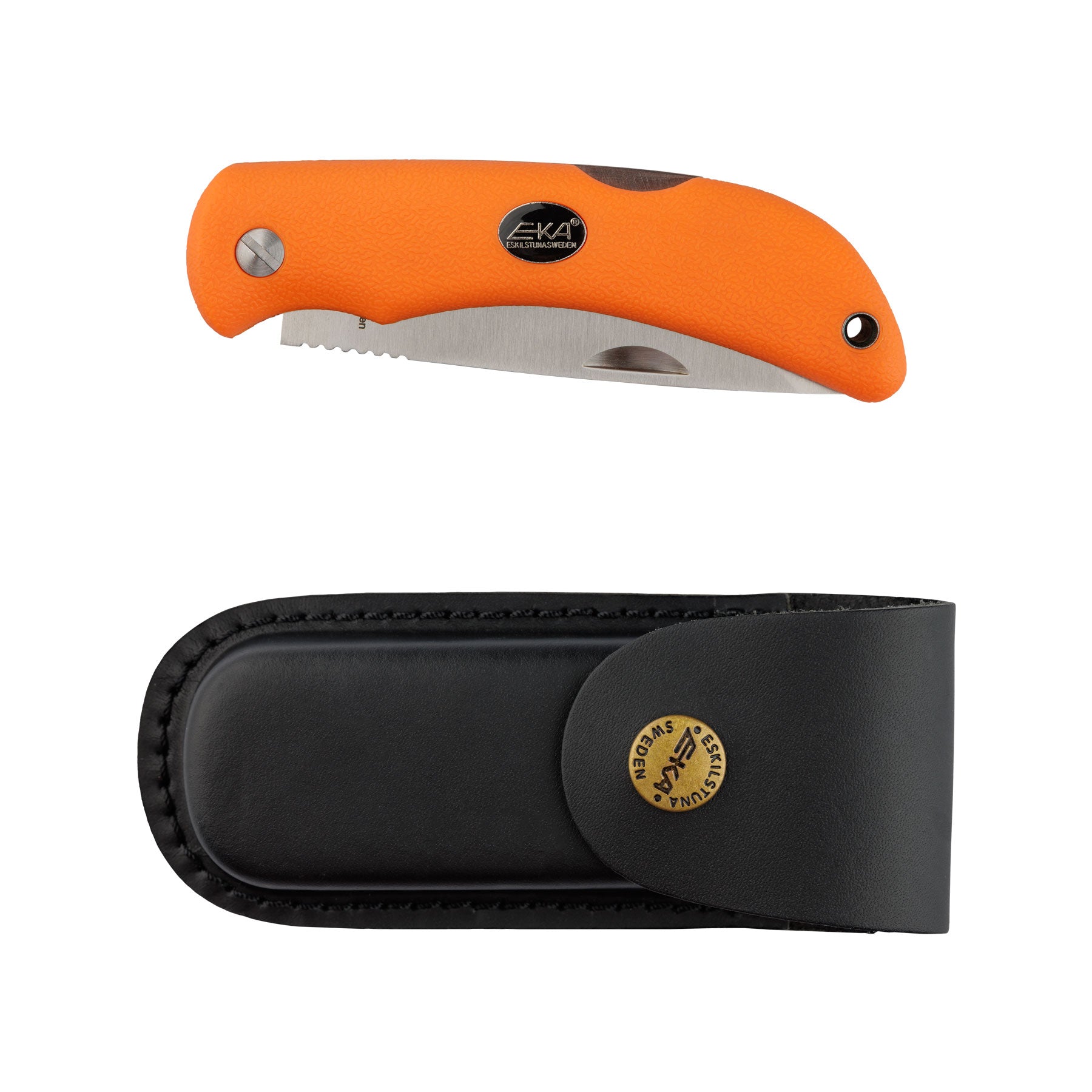 EKA Swede 10 Orange Robustes Jagdmesser mit Sandvik-Stahl Klinge und Proflex-Griff