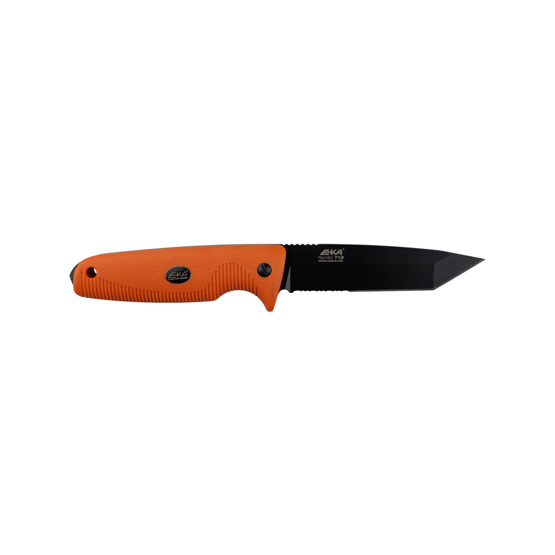 EKA Nordic T12 Orange Robustes Überlebensmesser mit Drop-Point Klinge