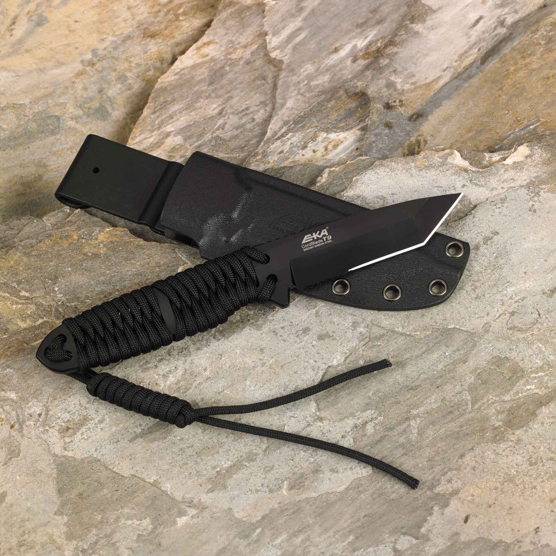 EKA Cordblade T9 Outdoormesser mit Paracord-Griff und Kydex-Scheide