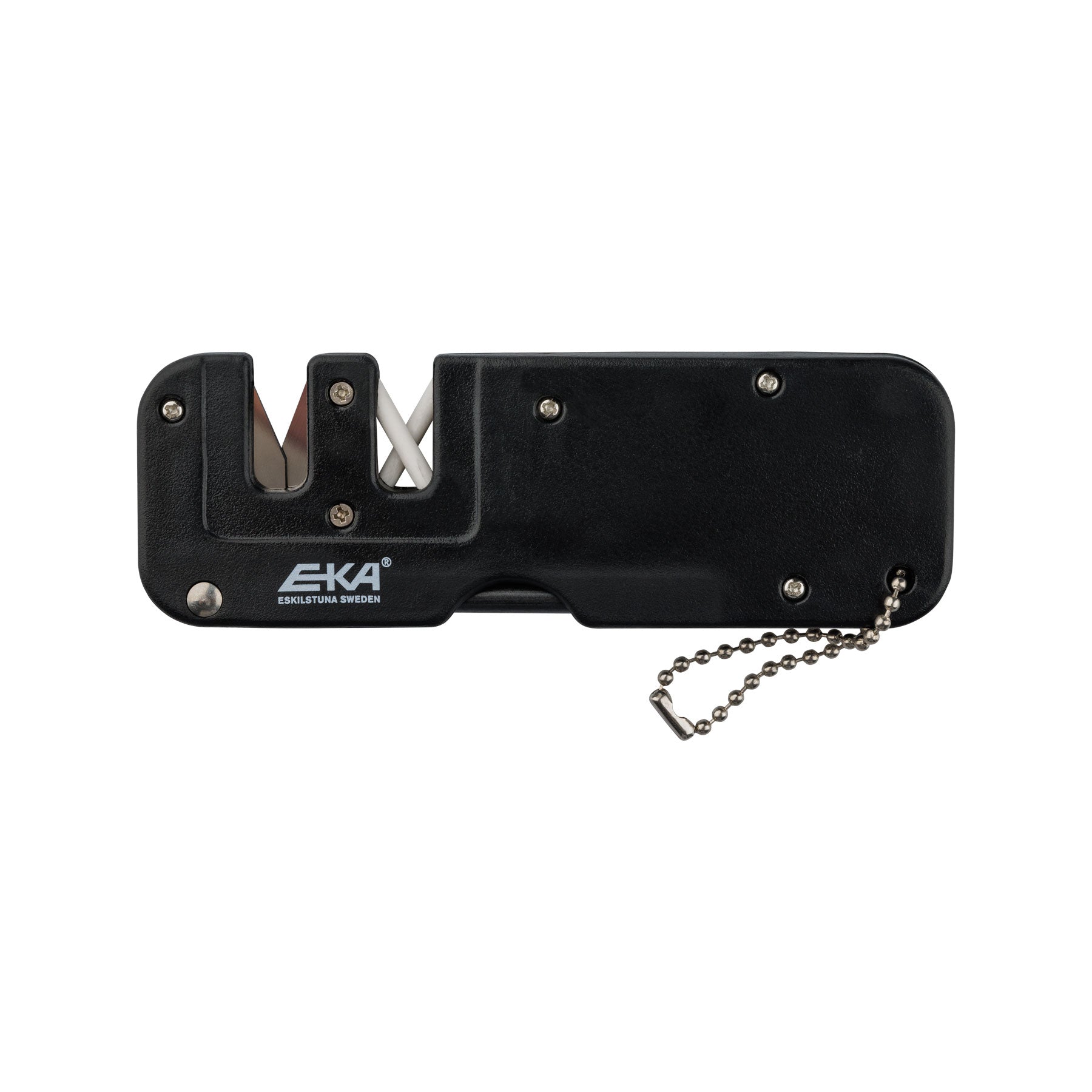 EKA FireSharp Kombi-Messerschärfer mit integriertem Feuerstahl und Morse-Alphabet