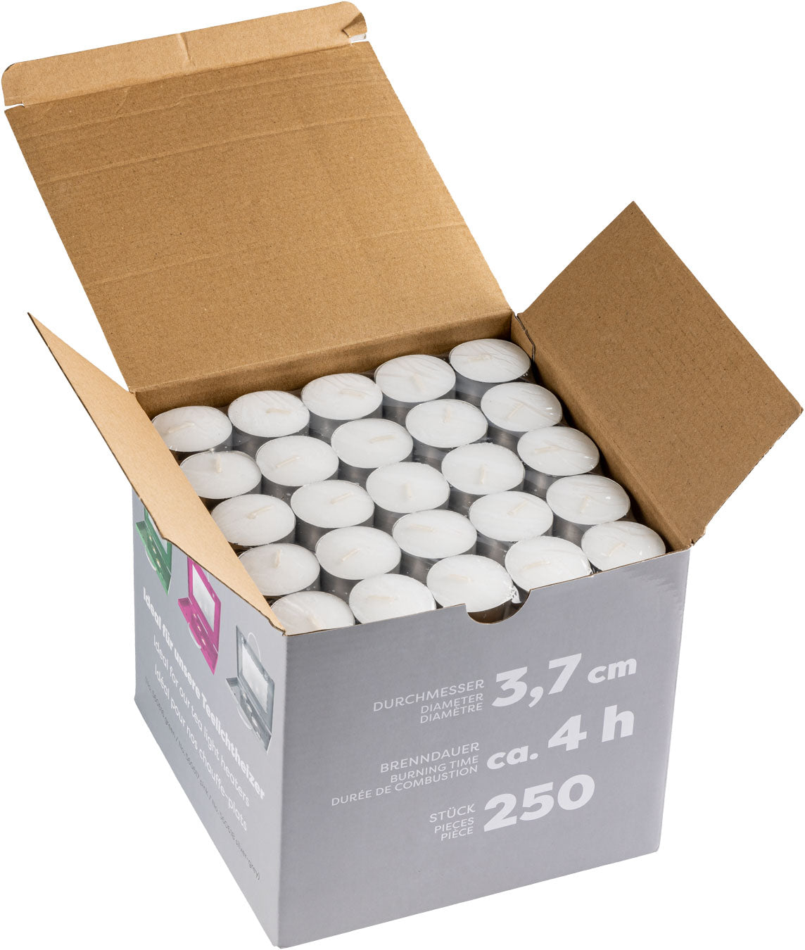 Hochwertige EUROHUNT Teelichter 250er Pack aus Paraffin für Teelichtheizer