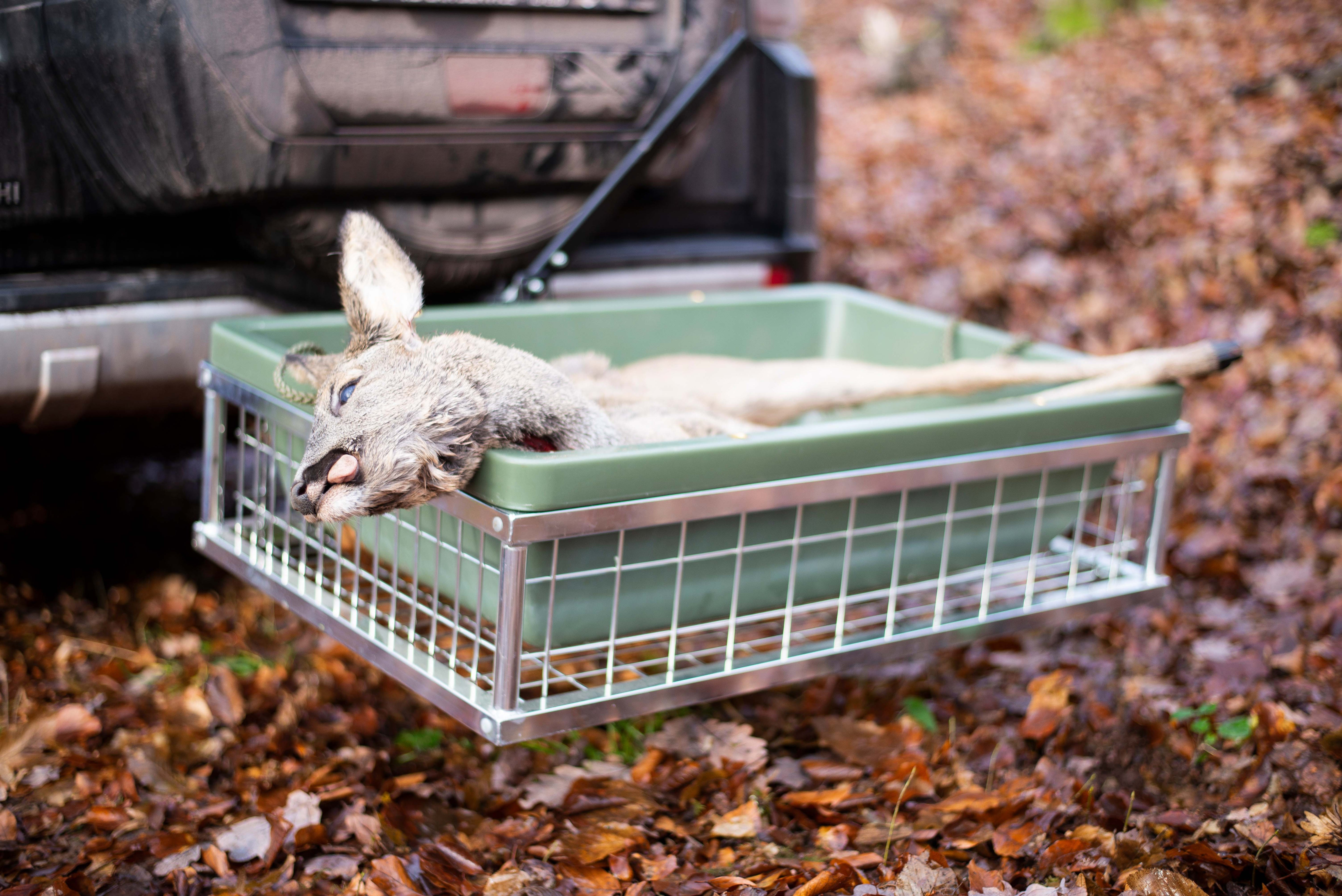 Robuste EUROHUNT Forstwanne Wildwanne mit Schlittenbug Orange 90cm