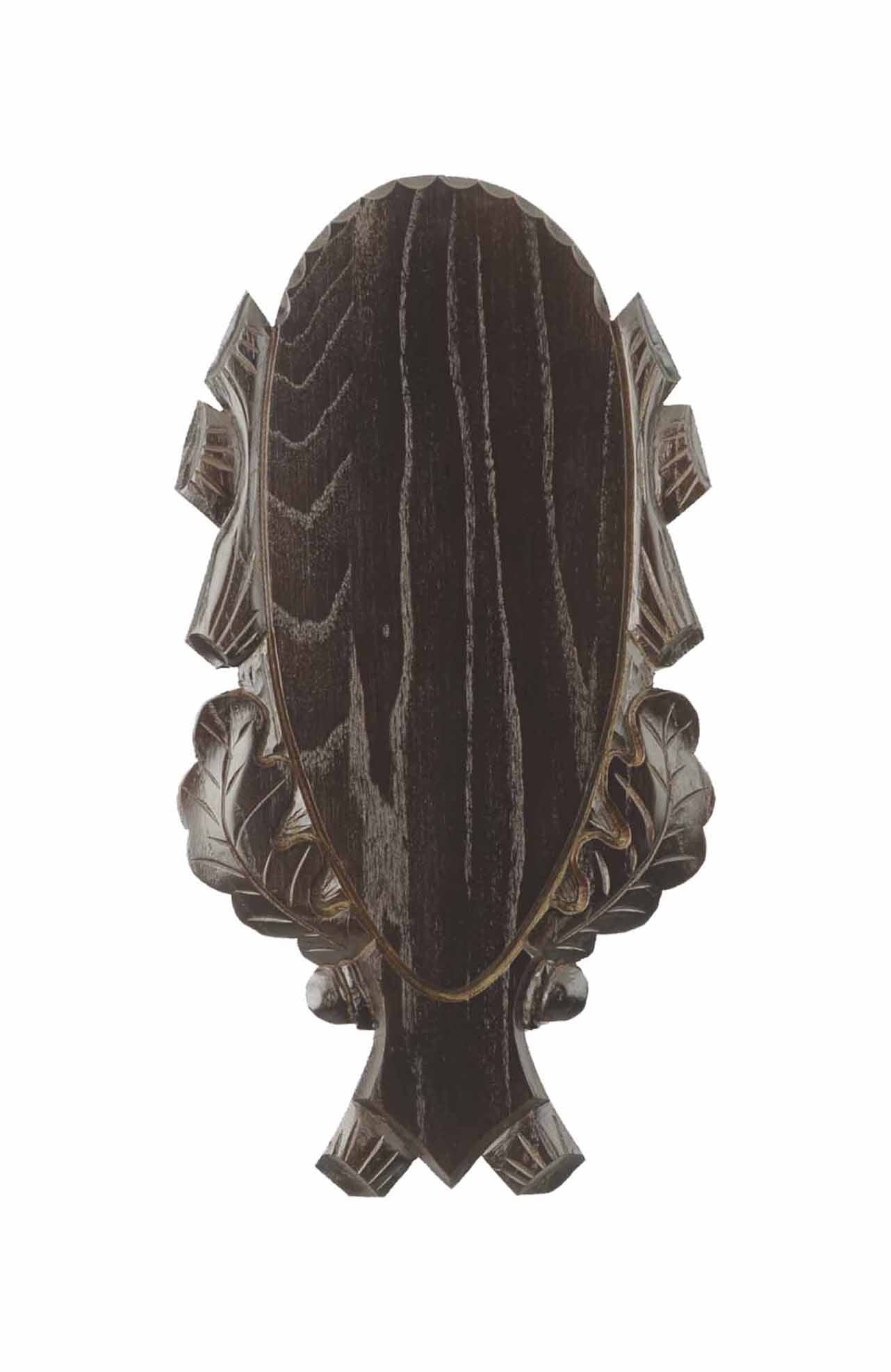 Hirschschild Eiche Geschnitzt 40x20cm Dunkel Gebeizt für Edle Trophäen
