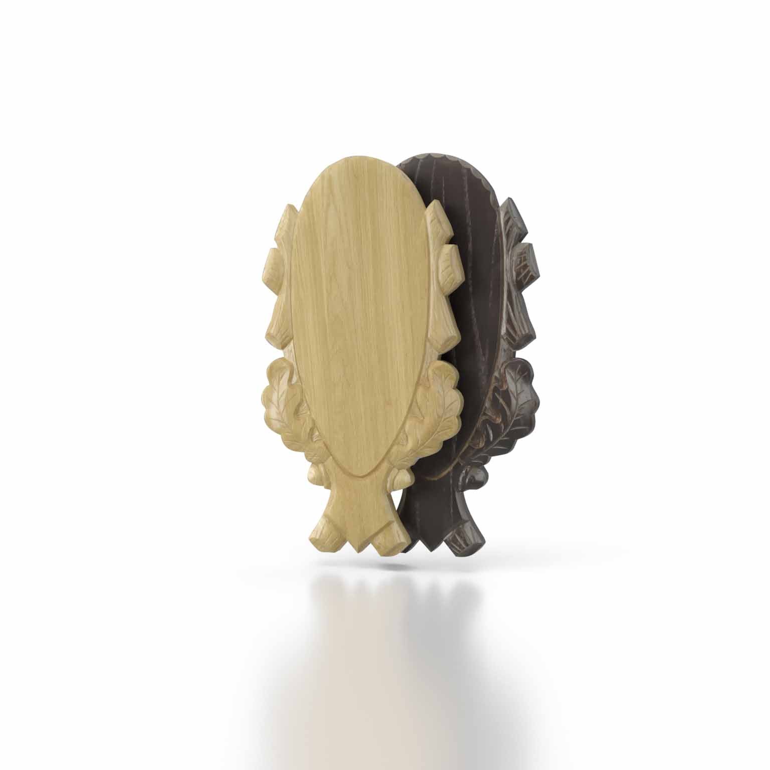 Hirschschild Eiche Geschnitzt 40x20cm Dunkel Gebeizt für Edle Trophäen