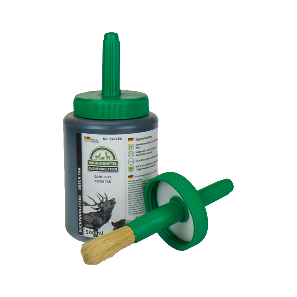 Eurohunt Buchenholzteer 500g Dose mit Pinsel Lockmittel für Schwarzwild