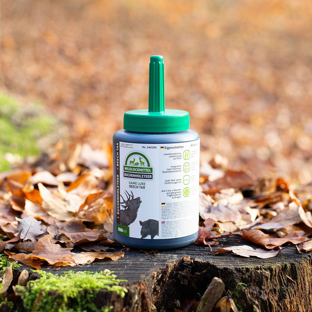 Eurohunt Buchenholzteer 500g Dose mit Pinsel Lockmittel für Schwarzwild