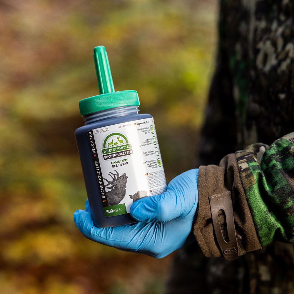 Eurohunt Buchenholzteer 500g Dose mit Pinsel Lockmittel für Schwarzwild