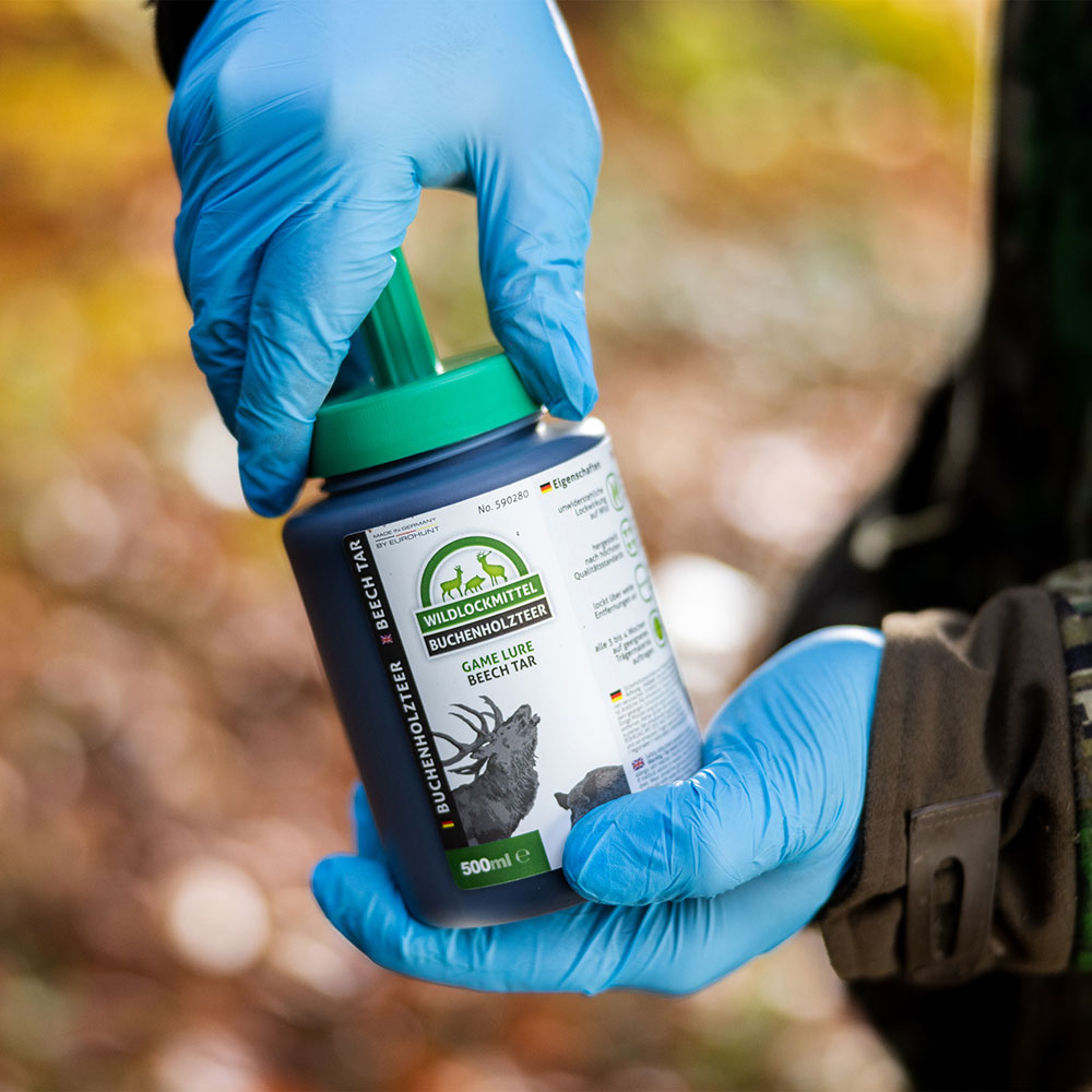Eurohunt Buchenholzteer 500g Dose mit Pinsel Lockmittel für Schwarzwild