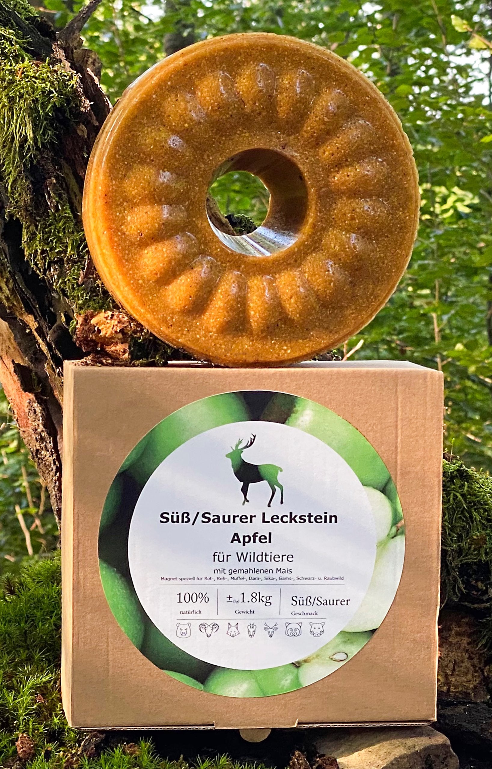 Wildlutscher Spezial-Leckstein Süßsaurer Apfel: Hochwirksamer, langanhaltender Wildlockstoff