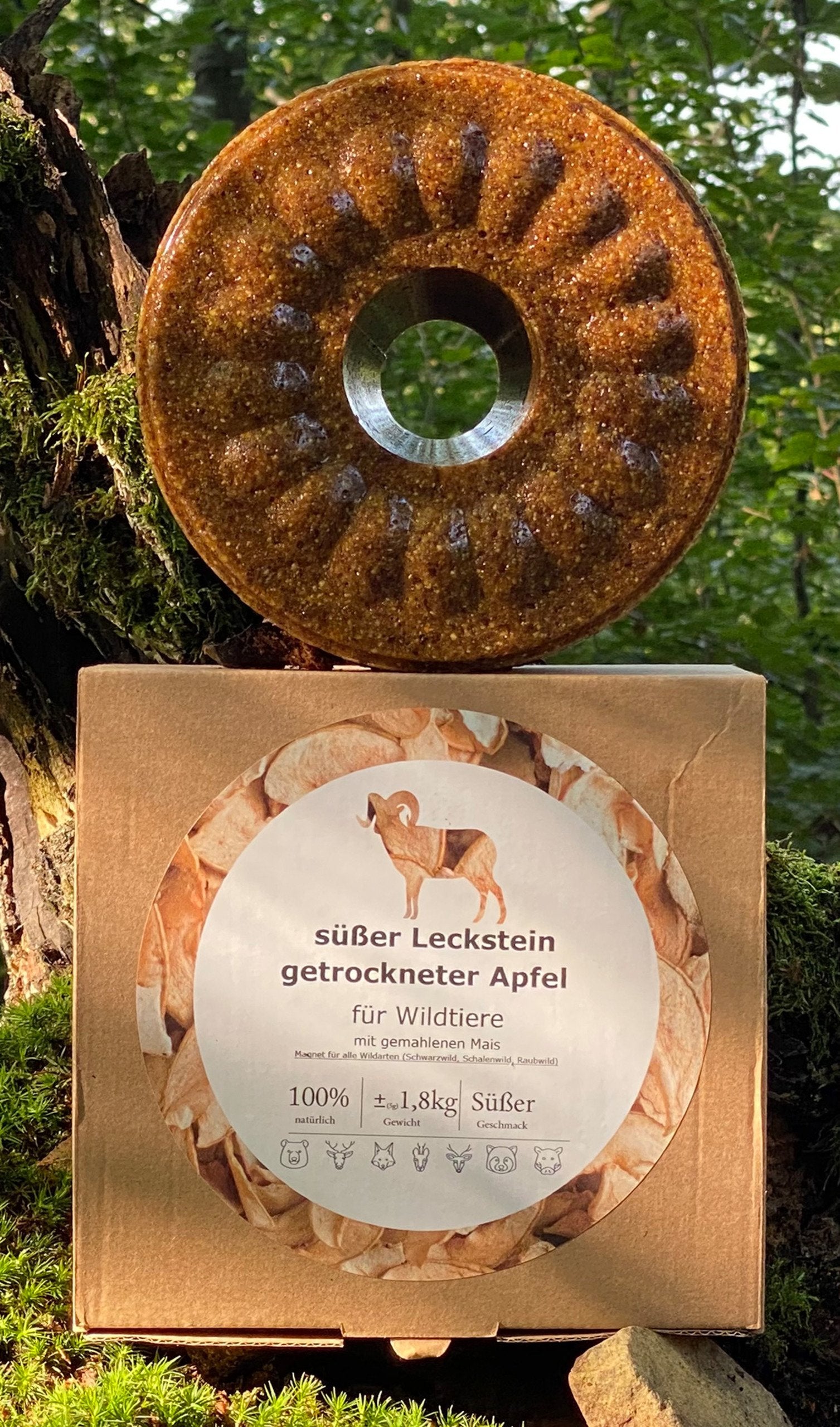 Wildlutscher Spezial-Leckstein: Süßer Getrockneter Apfel – Unwiderstehlich für Wild