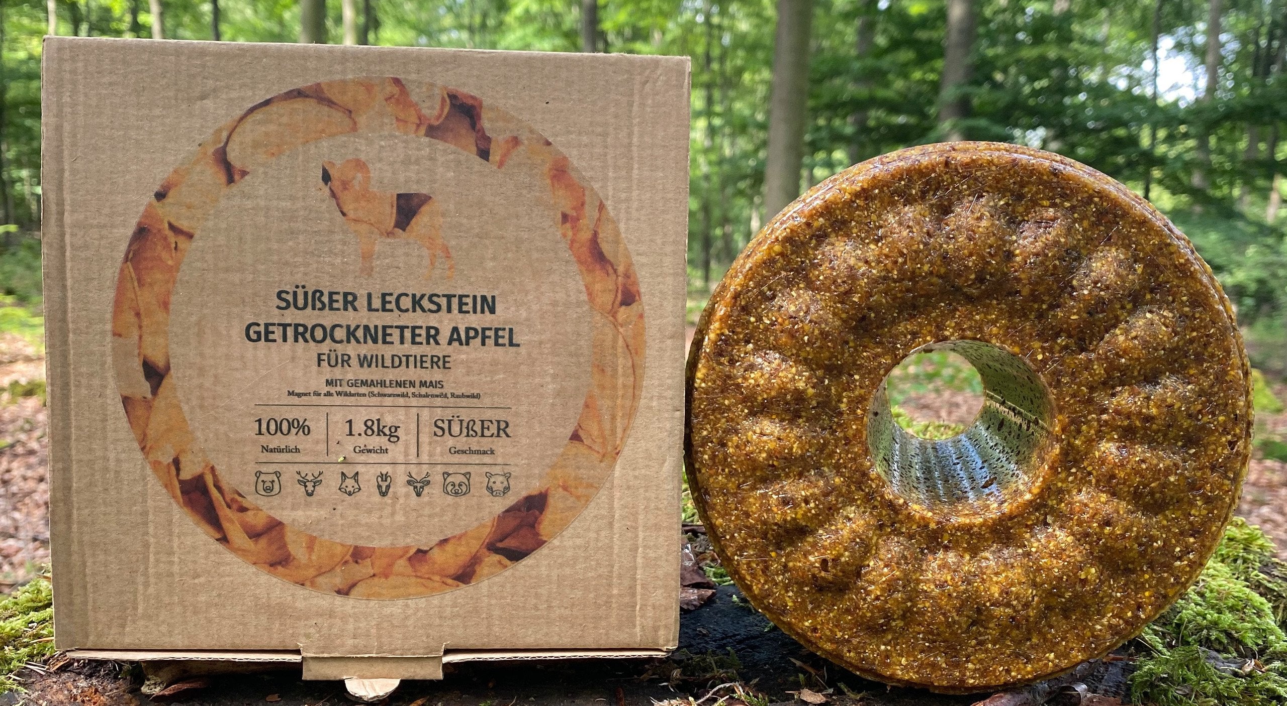 Wildlutscher Spezial-Leckstein: Süßer Getrockneter Apfel – Unwiderstehlich für Wild