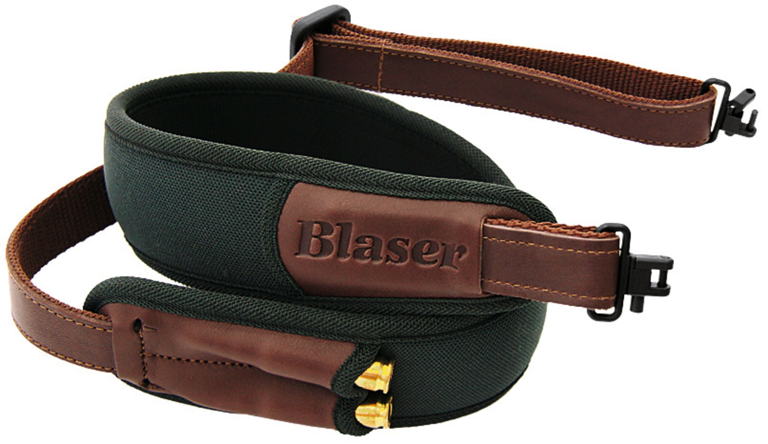 Blaser Premium Textil-Leder Gewehrriemen: Elastisch, Rutschfest, Patronenetui, Schnellverschluss, Dunkelgrün