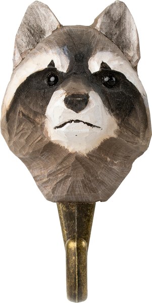 Einzigartiger Handgeschnitzter Waschbär Wandhaken aus Holz & Metall für Kleidung