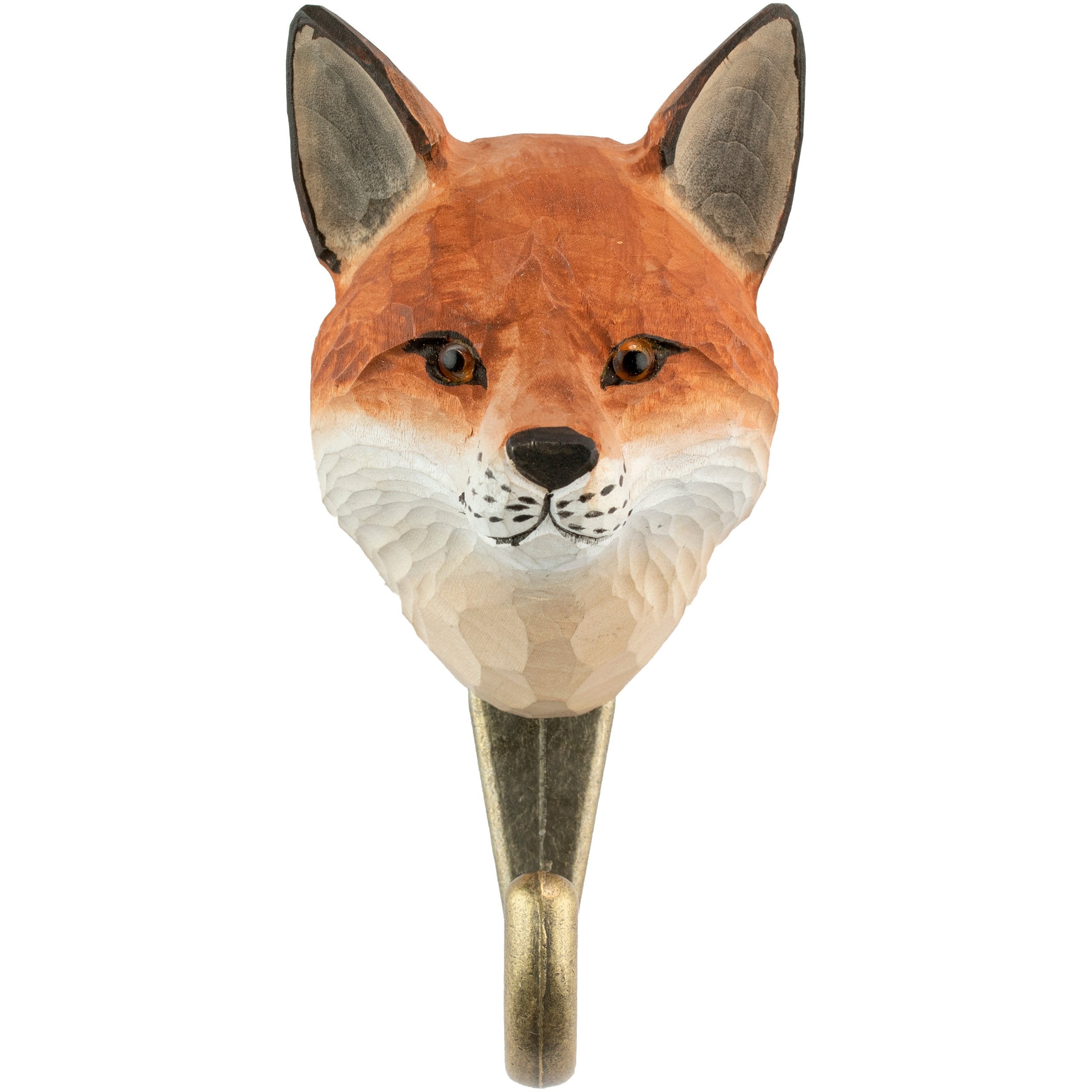 Wandhaken Fuchs: Handgeschnitztes Holz, Robustes Metall, Handbemalt, Dekorativer Blickfang
