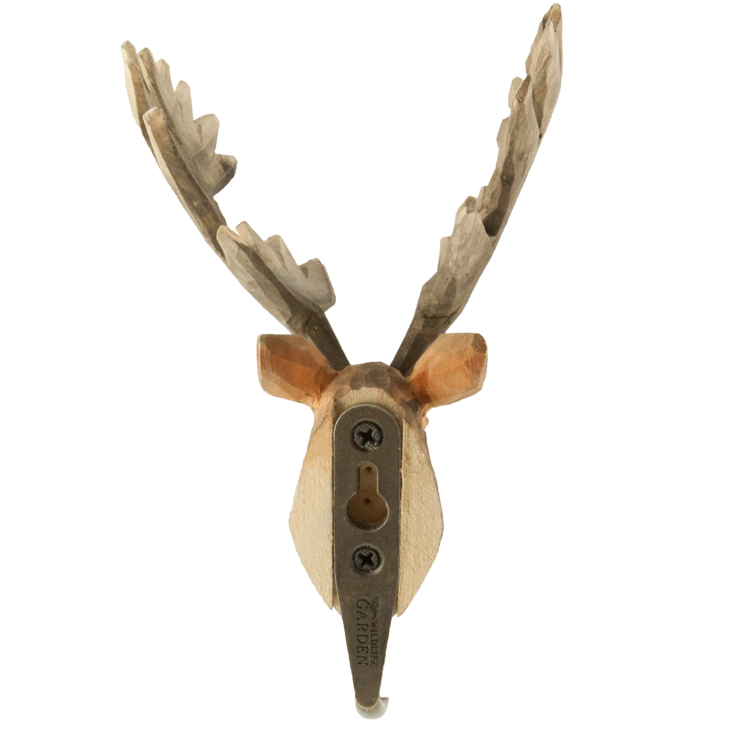 Handgeschnitzter Hirsch Wandhaken aus Metall & Holz für Kleider, Handtücher, Dekoration