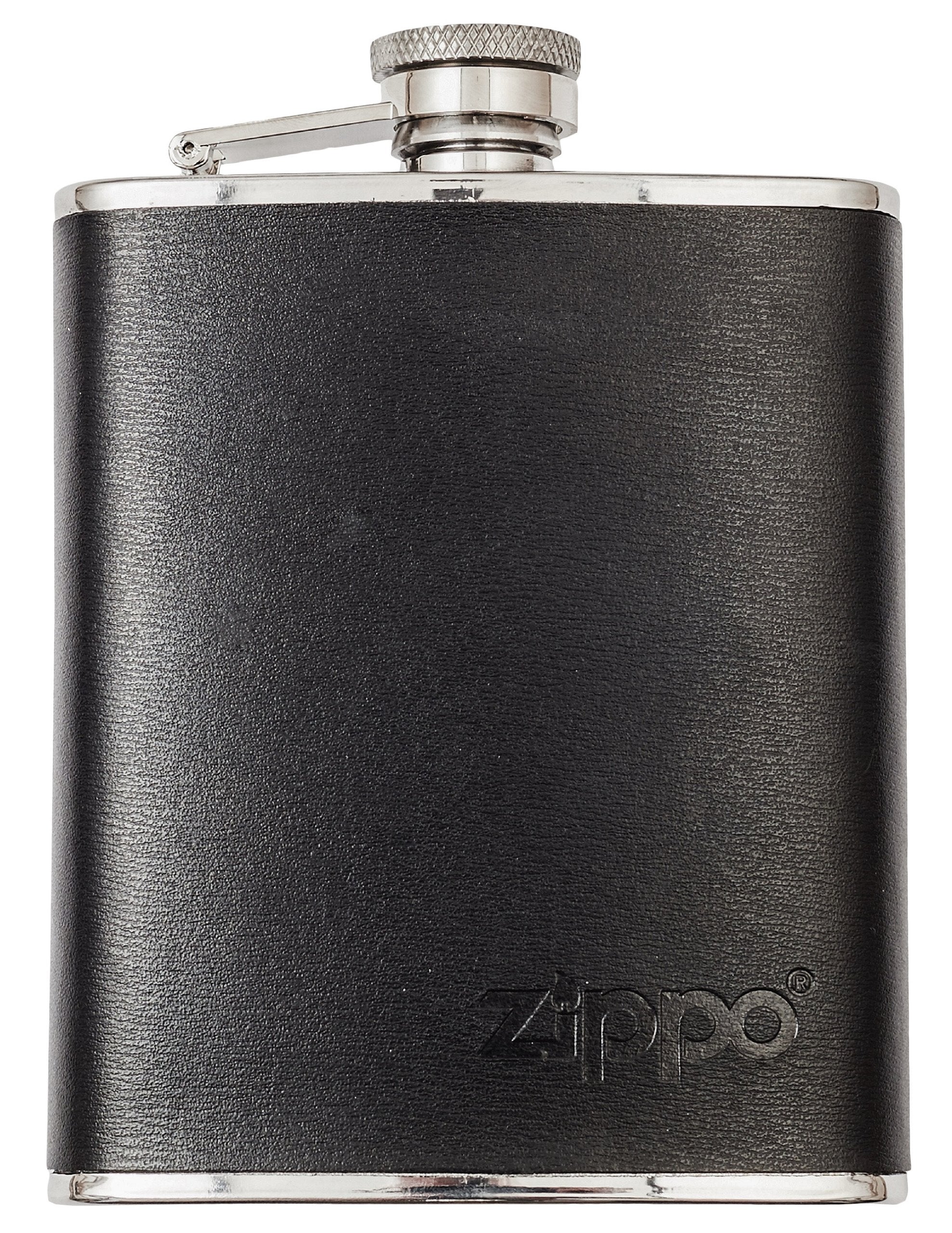 Zippo Eleganter Edelstahl-Flachmann mit Lederbezug, 175 ml, perfekt für unterwegs