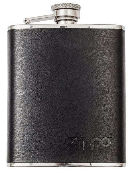 Zippo Eleganter Edelstahl-Flachmann mit Lederbezug, 175 ml, perfekt für unterwegs