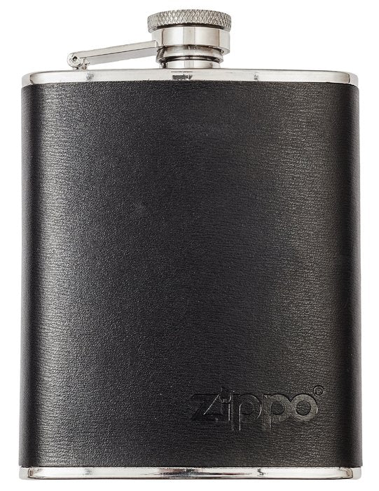 Zippo Eleganter Edelstahl-Flachmann mit Lederbezug, 175 ml, perfekt für unterwegs