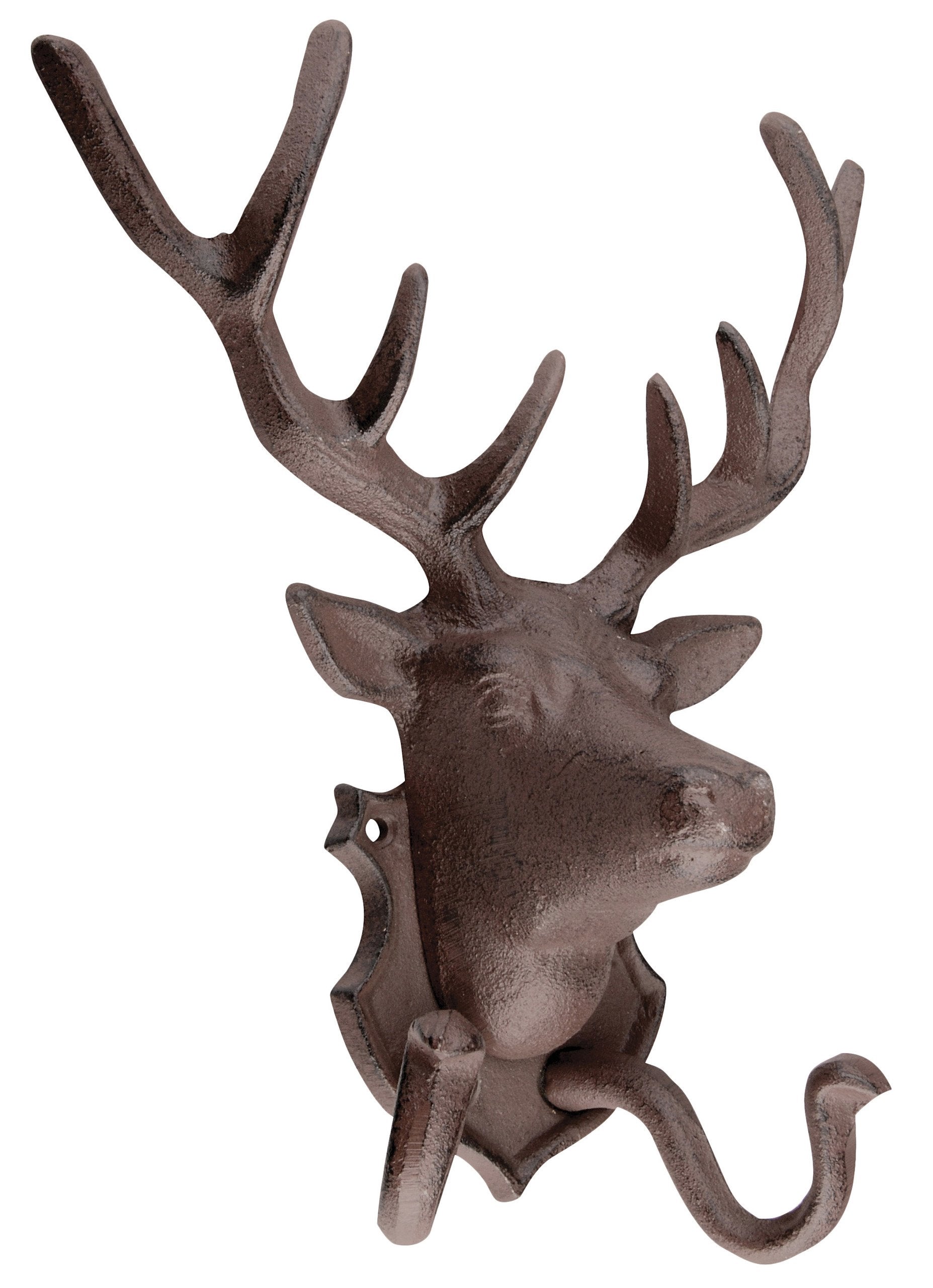 Dekorativer Gusseisen Hirschkopf Wandhaken – Rustikaler Doppel Kleiderhaken