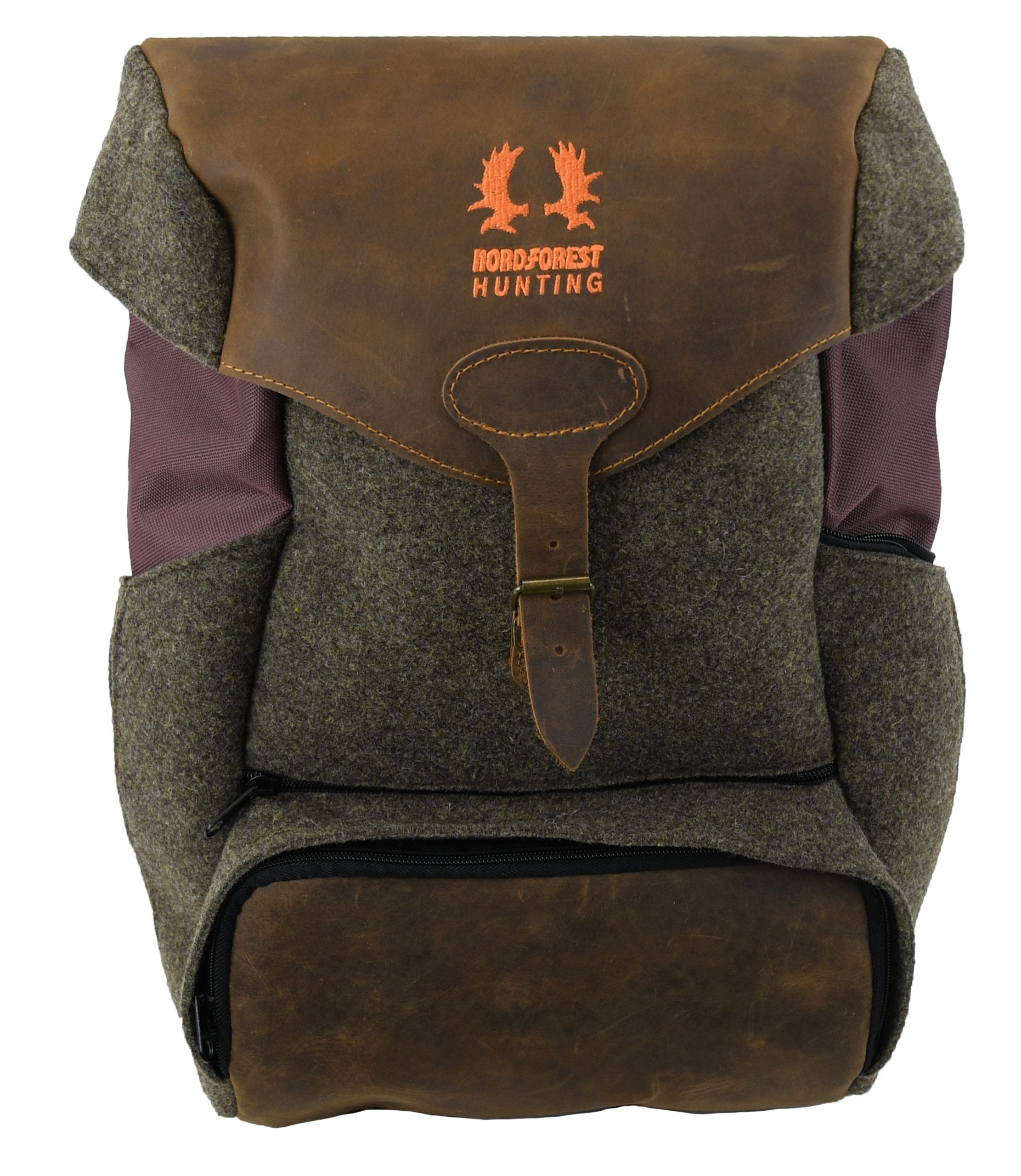 Nordforest Hunting Robuster 20L Jagdrucksack aus Wollfilz mit Premium-Lederdetails