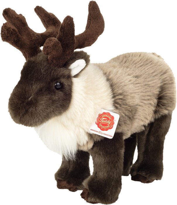 Kuscheliges Teddy Hermann Plüschtier Rentier mit weichem Fell und Geweih