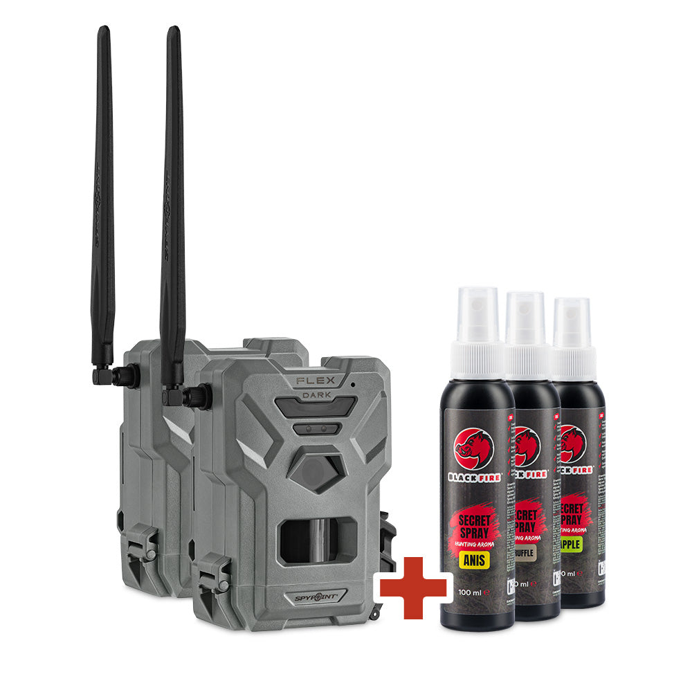 BLACK FLEX-TWIN Set: 2x SPYPOINT FLEX-DARK & Secret Spray Bundle