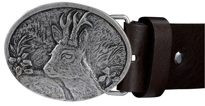 Exklusive Rehbock Gürtelschnalle aus Metalllegierung für 4cm Ledergürtel