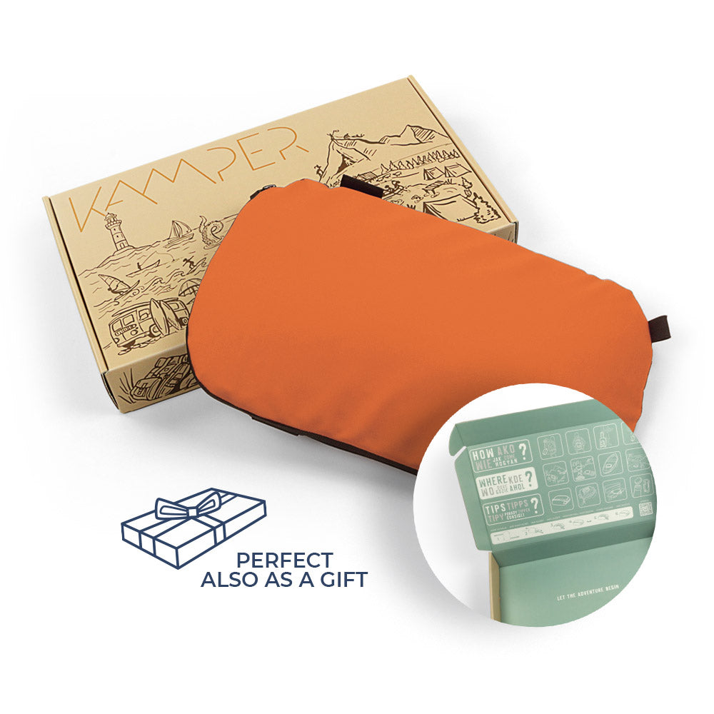 Kamper Outdoorsitzkissen Orange mit BEECELL Gelkern, wasserdicht, faltbar für Jagd & Camping