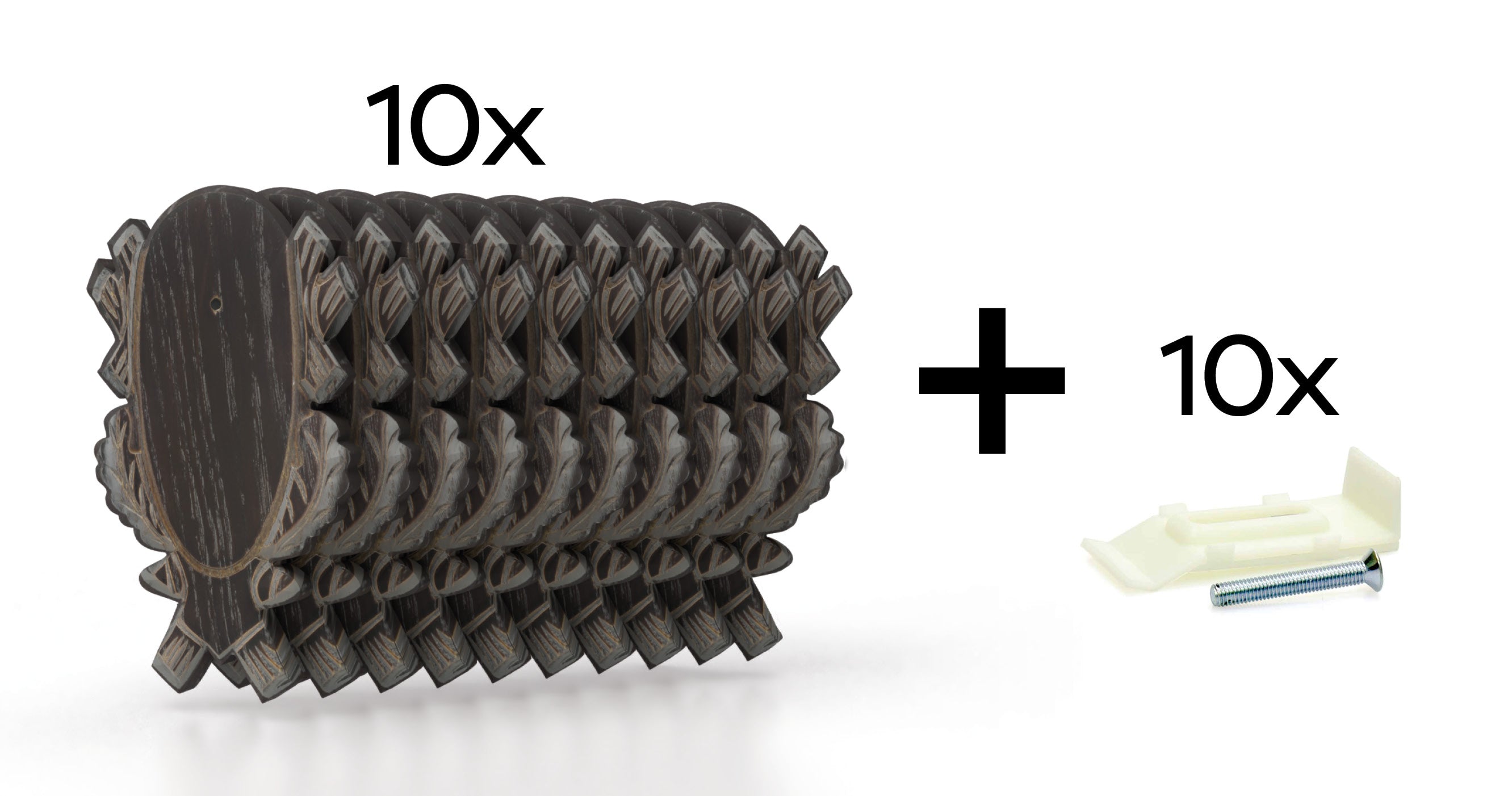 Rehbockbrett Eiche geschnitzt dunkel 10er Set inkl. Montageklammern