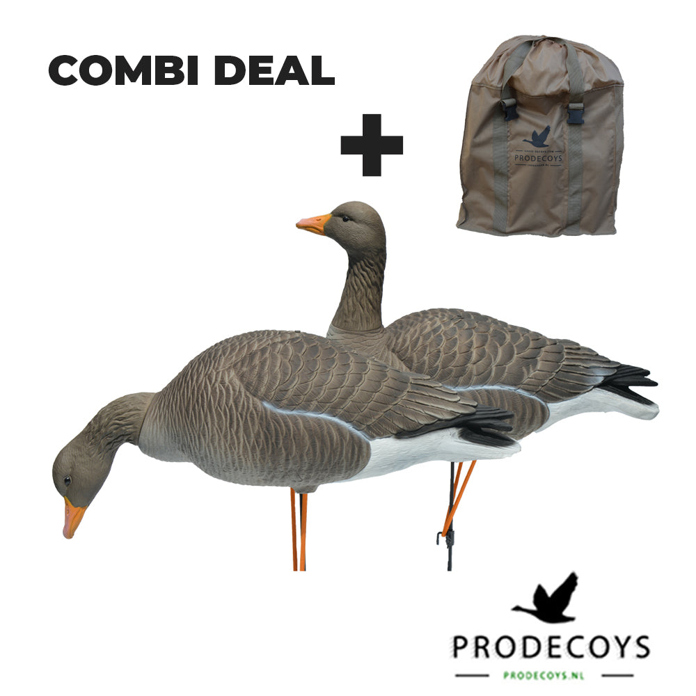 Prodecoys Elite Serie Graugans Lockgänse Set – 6 naturgetreue Lockvögel mit Tasche