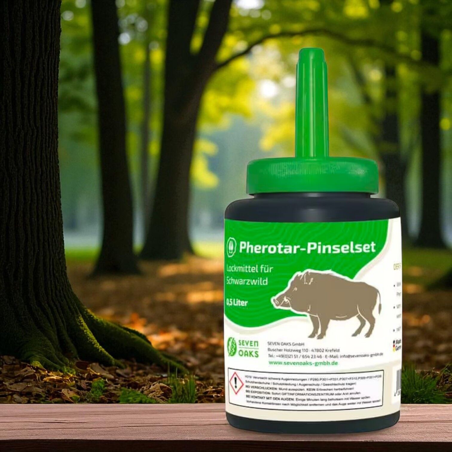 Pherotar Set: 2,5L Buchenholzteer Lockmittel für Schwarzwild mit Pinselflasche