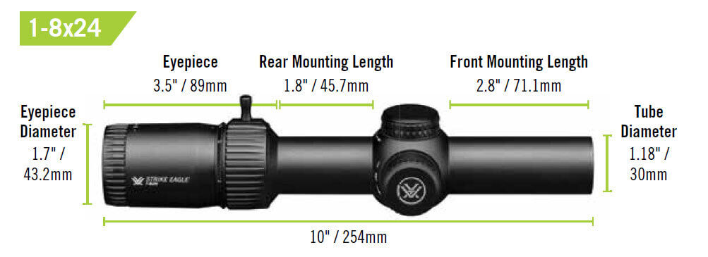 Vortex Strike Eagle 1-8x24 AR-BDC3 Zielfernrohr: Präzise, Robust für AR-Plattform