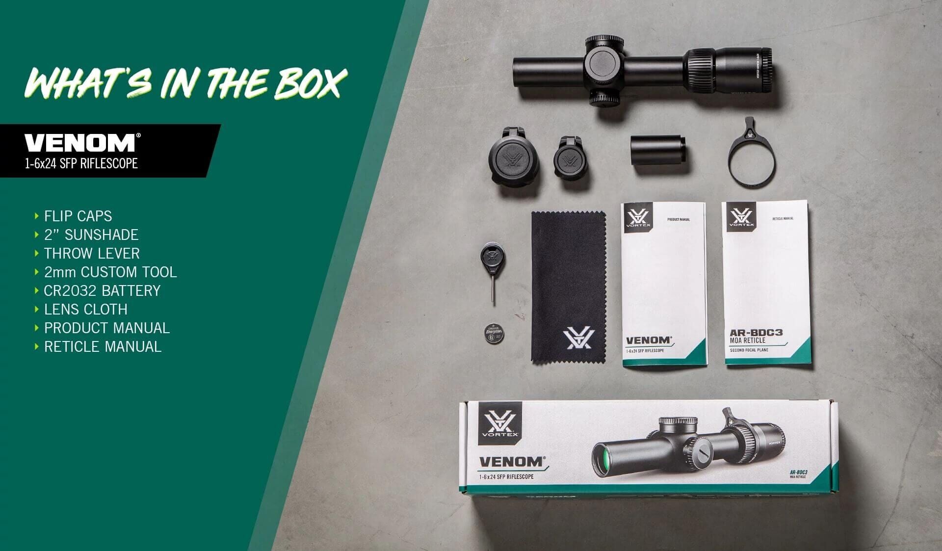 Vortex Venom 1-6x24 AR-BDC3 SFP Zielfernrohr für Jagd und Sportschießen