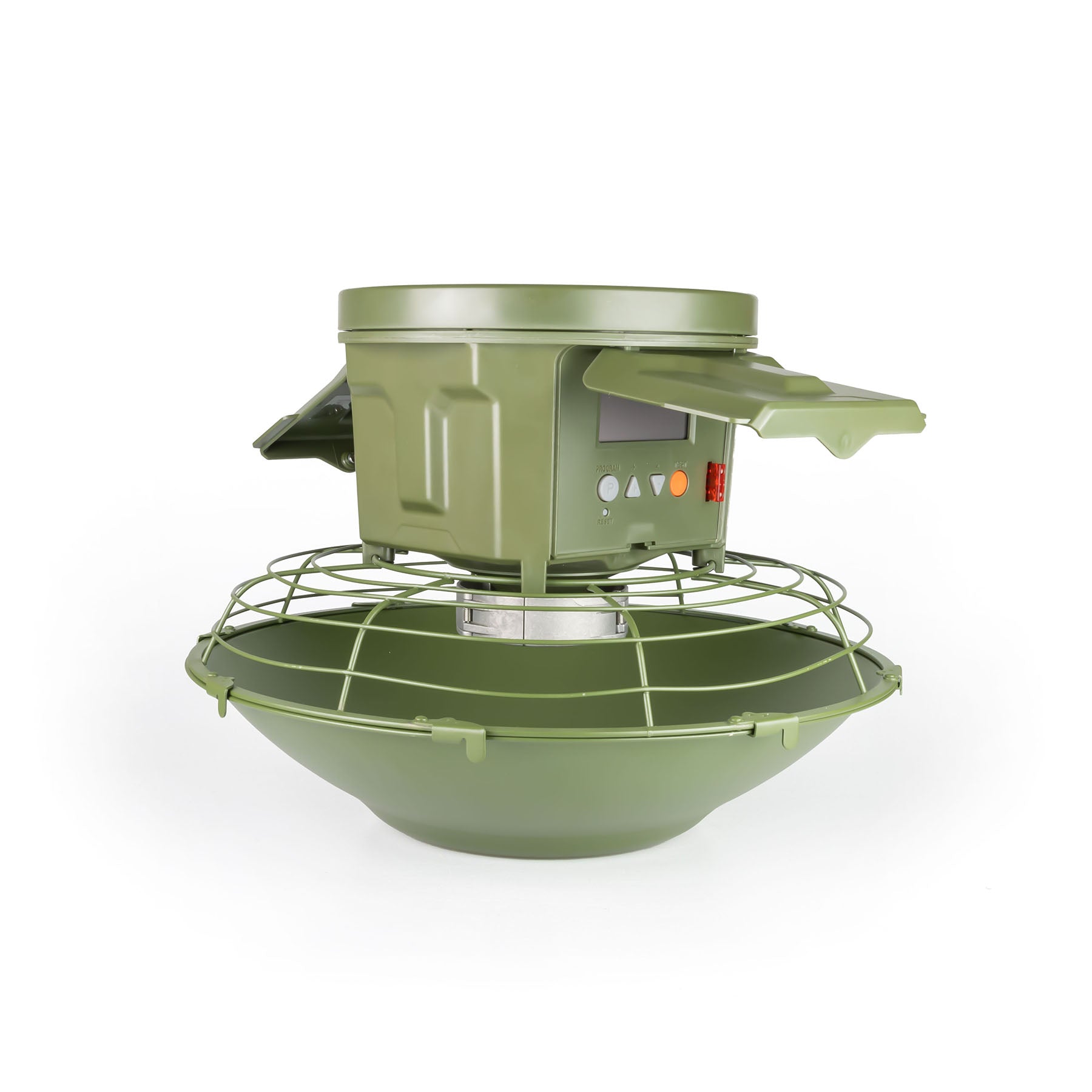 EUROHUNT Futterautomat Evolution digitaler Streuautomat mit Bajonettverschluss und Schutzkäfig