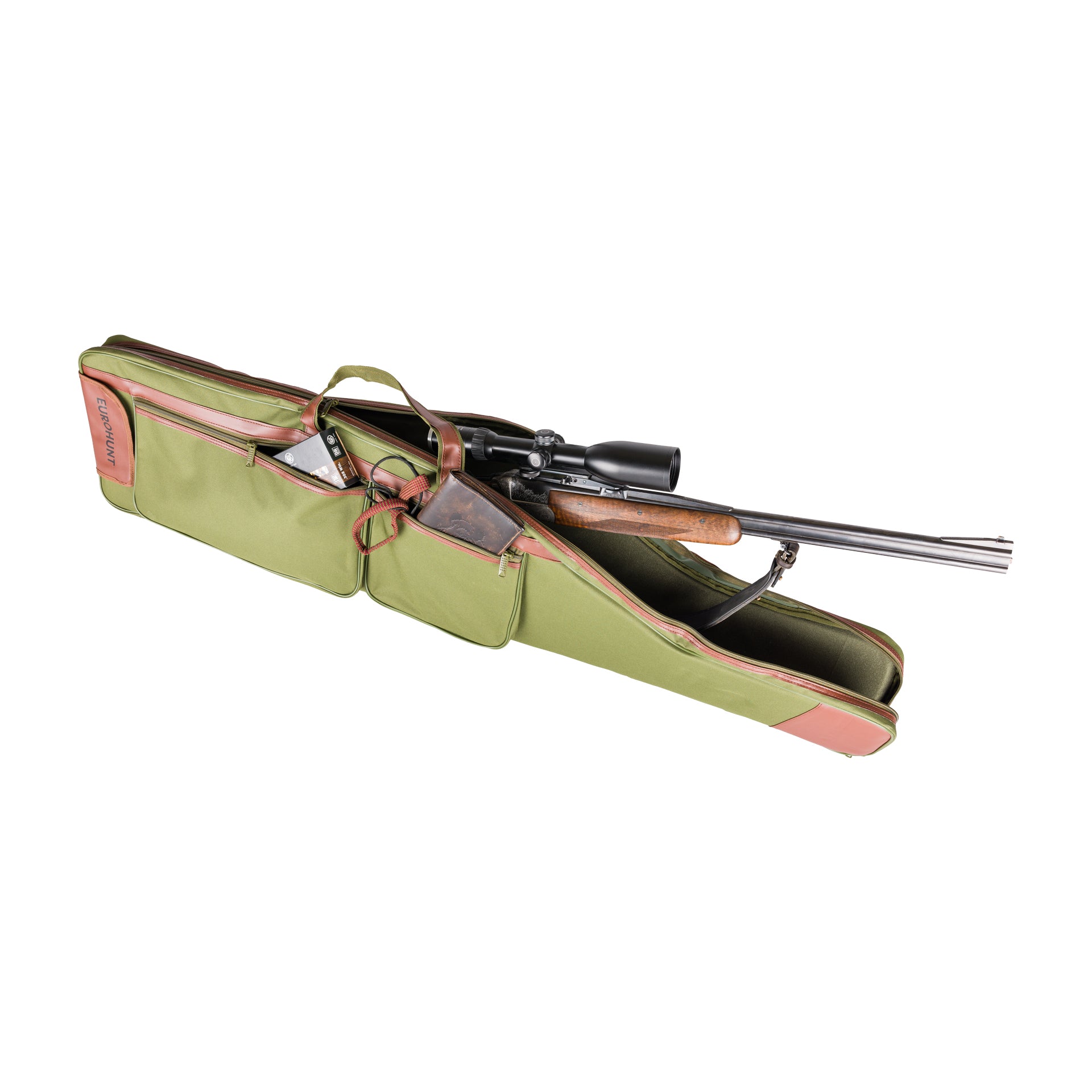 Extra geräumiges EUROHUNT Waffenfutteral 125cm Oliv mit praktischen Rückentragegurten