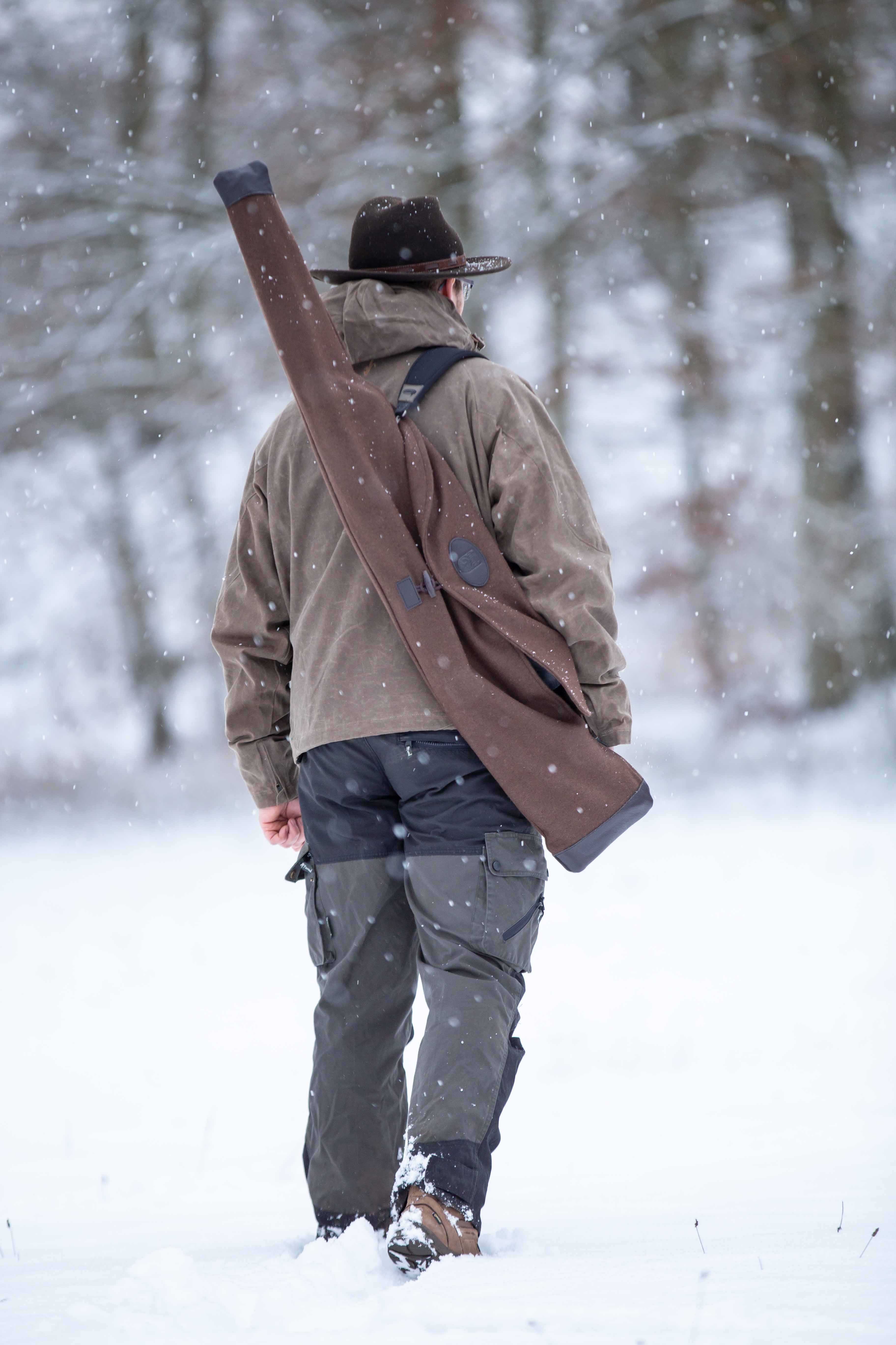 EUROHUNT elegantes Waffenfutteral 125cm mit Büffelleder Applikationen