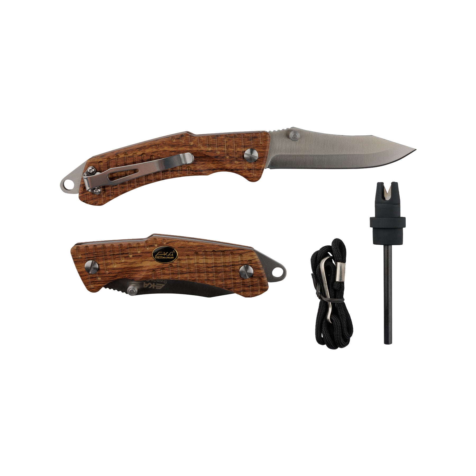 EKA Swede 9 Wood Robustes Klappmesser mit G10-Griff und Feuerstein