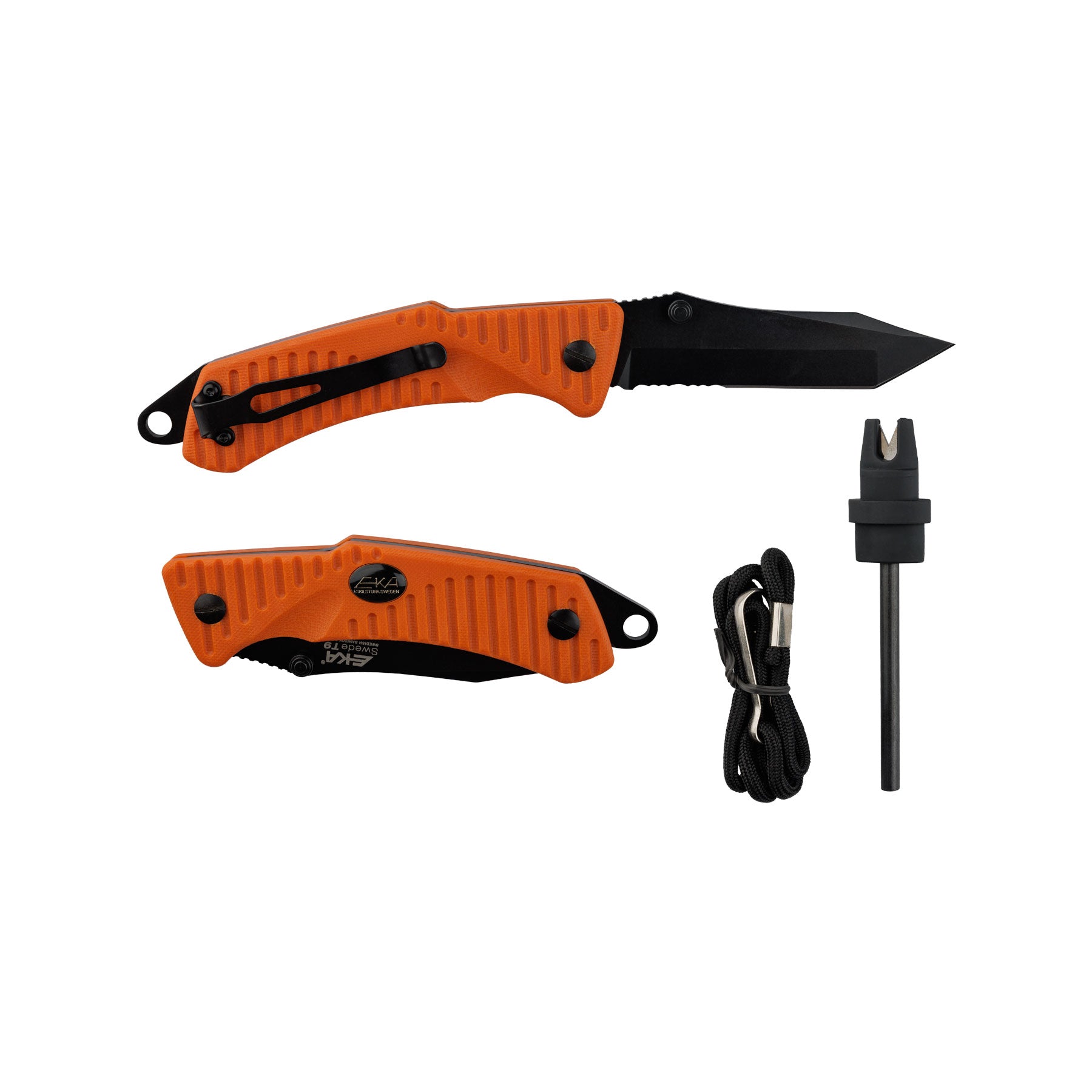 EKA Swede T9 Orange Taktisches Klappmesser mit Tanto-Klinge