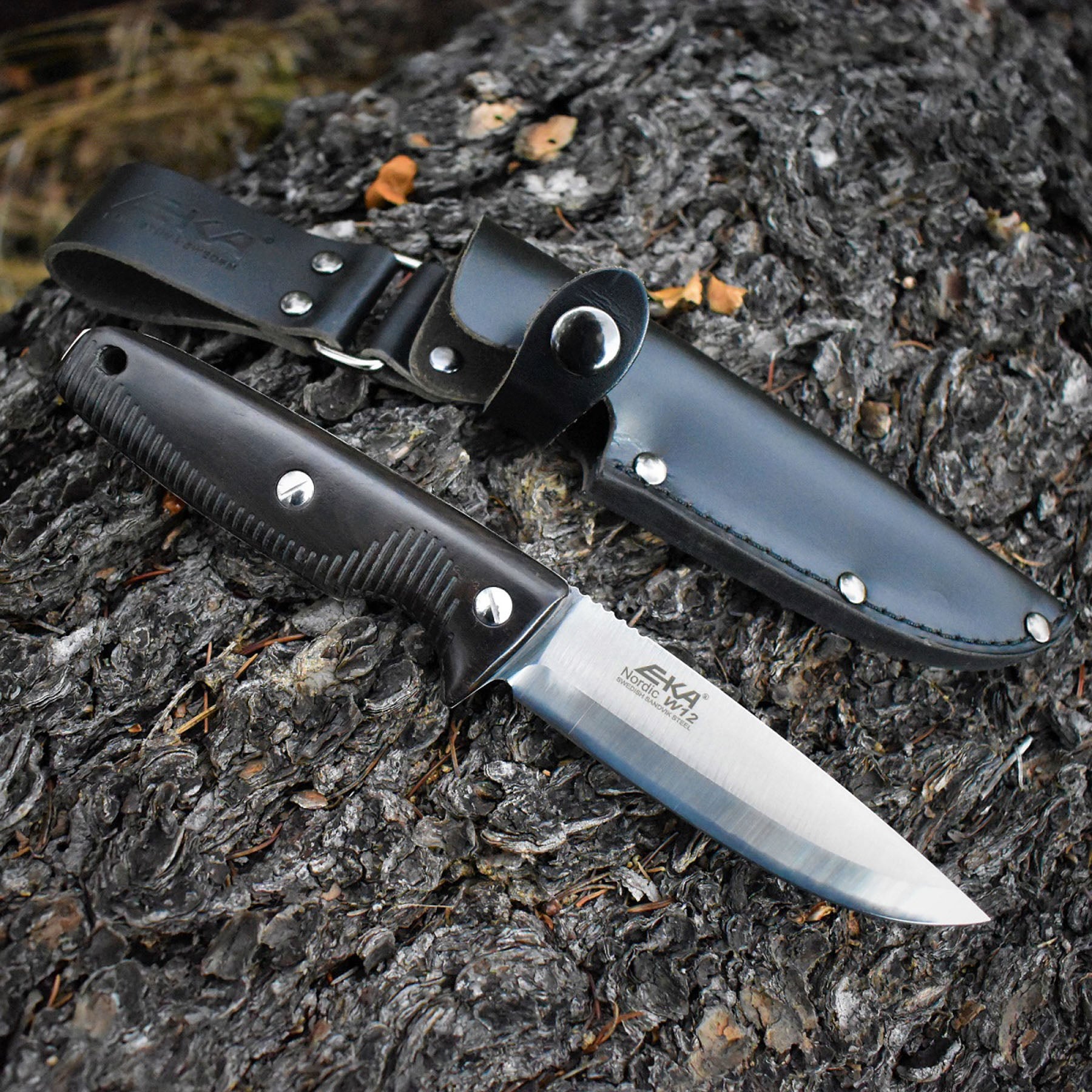 EKA Nordic W12 Wood Profi-Jagdmesser mit robustem Echtholzgriff