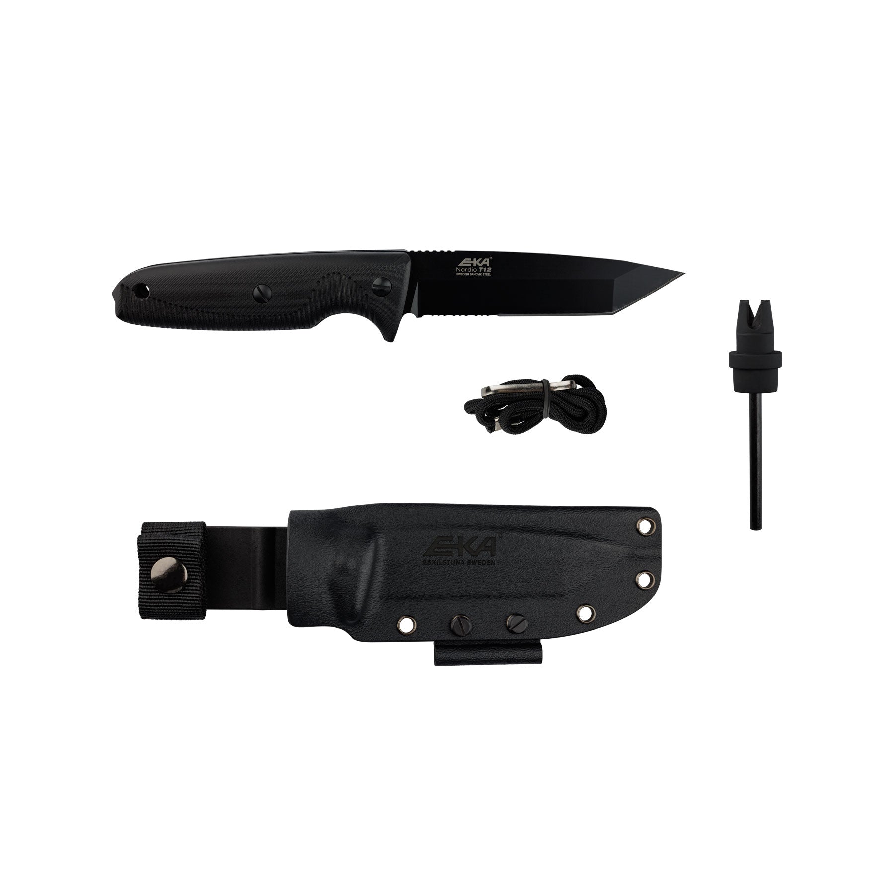EKA Nordic T12 Black Survival Messer mit 4mm Drop-Point Klinge