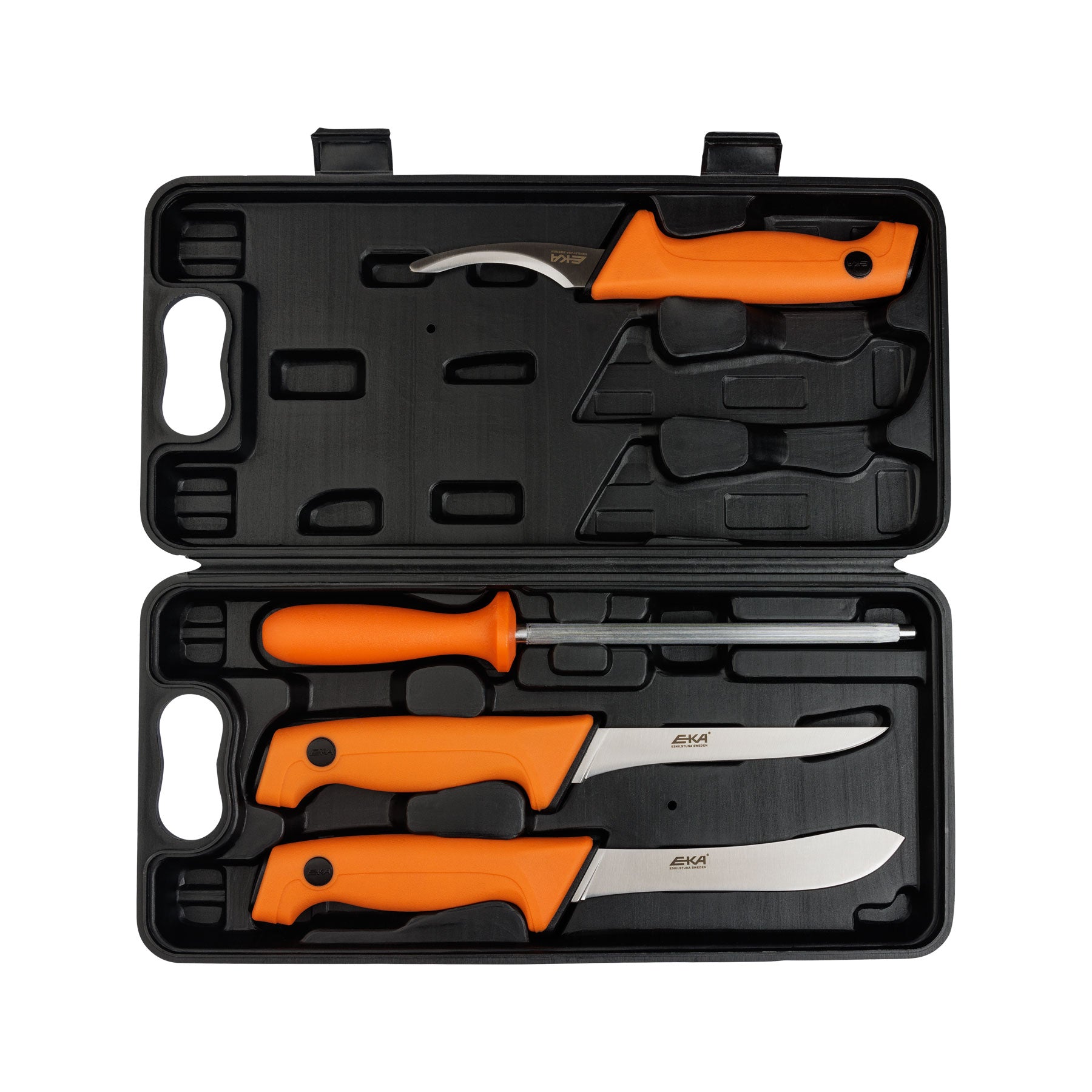 EKA Profi-Metzger-Set Orange mit 4-teiligem Messersatz und Wetzstahl