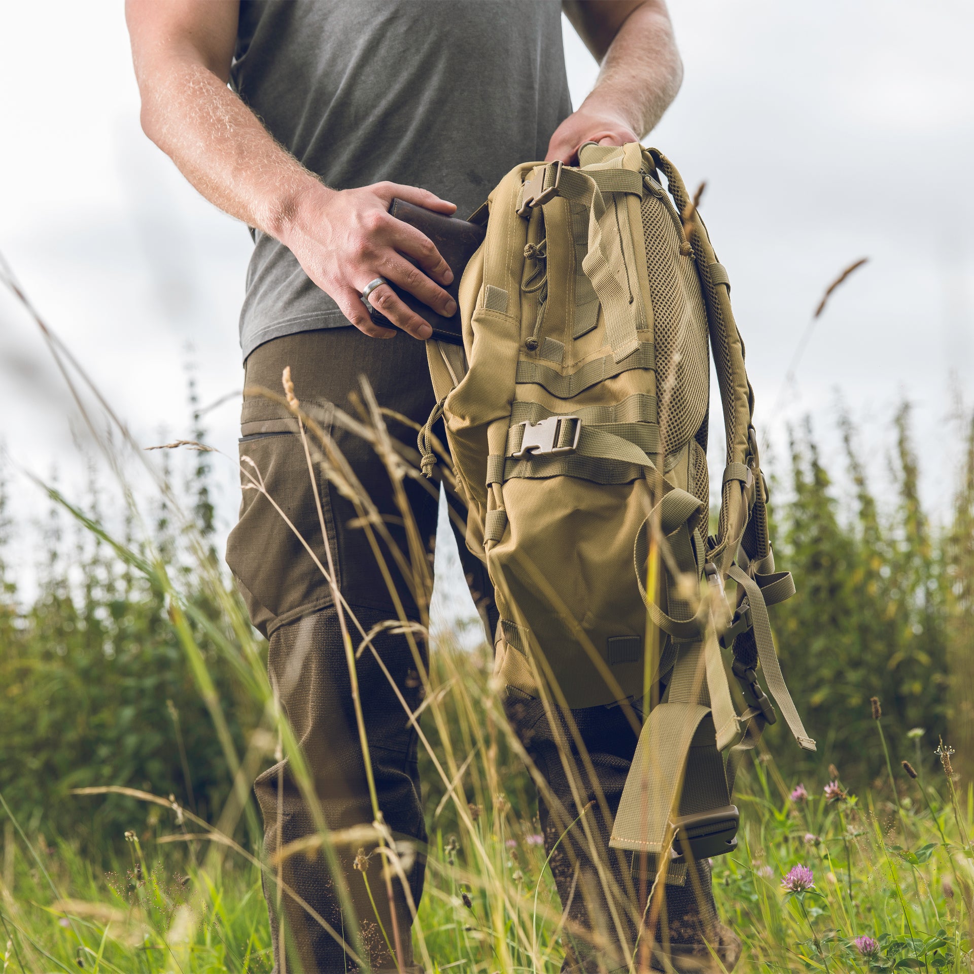 Robuster Eurohunt Jagdrucksack 2 Braun 25L Outdoor Wander Rucksack