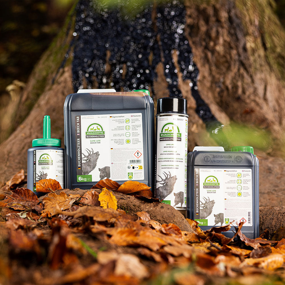 Eurohunt Buchenholzteer 500g Dose mit Pinsel Lockmittel für Schwarzwild