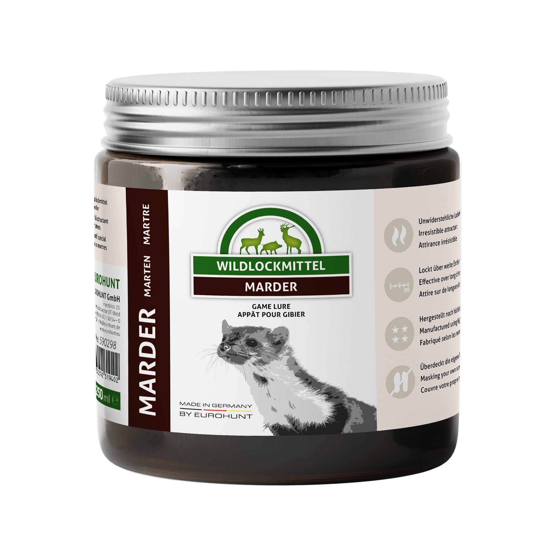 Eurohunt Marderlockmittel Gel 250ml Dose Effektives Lockmittel für Marder